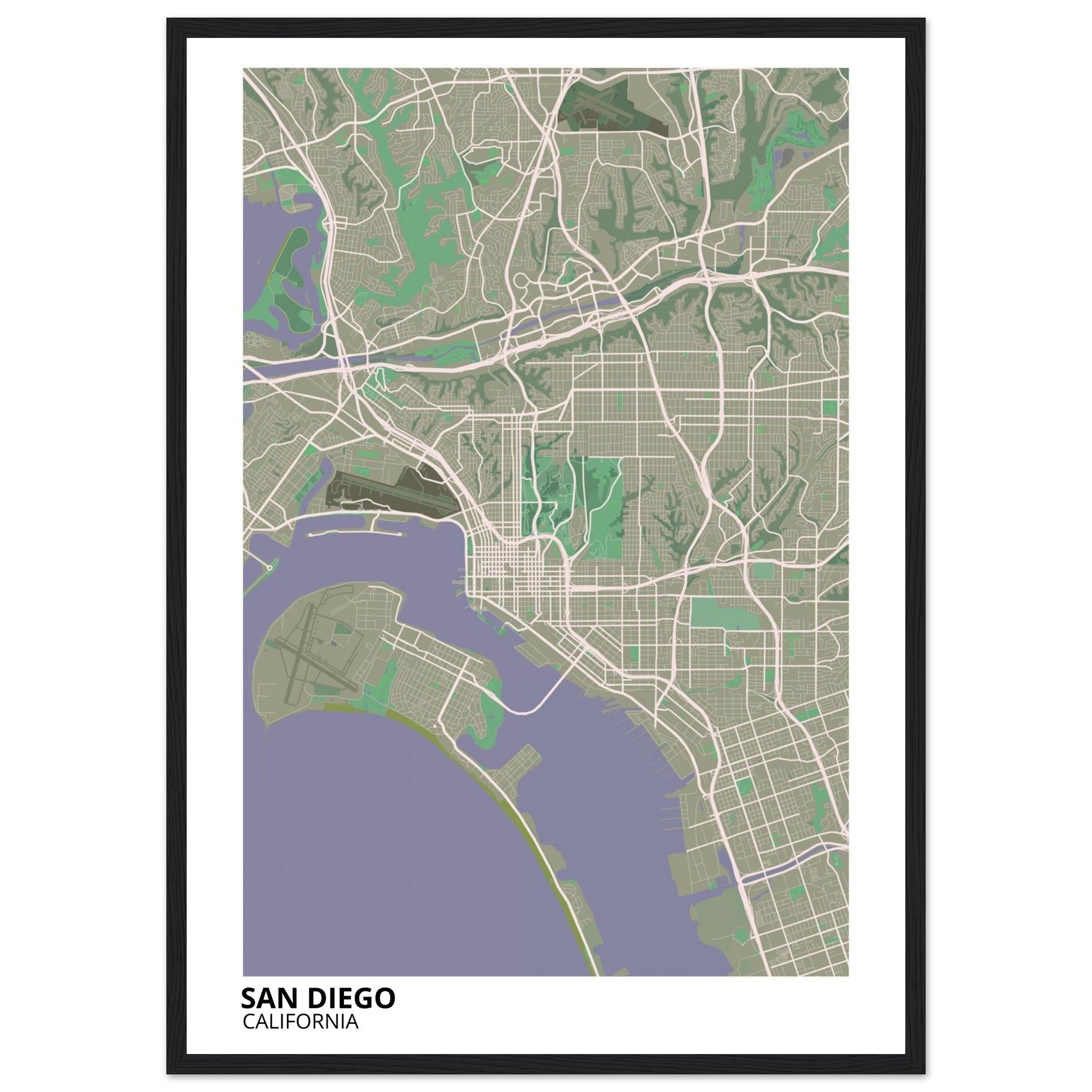 san diego map poster print