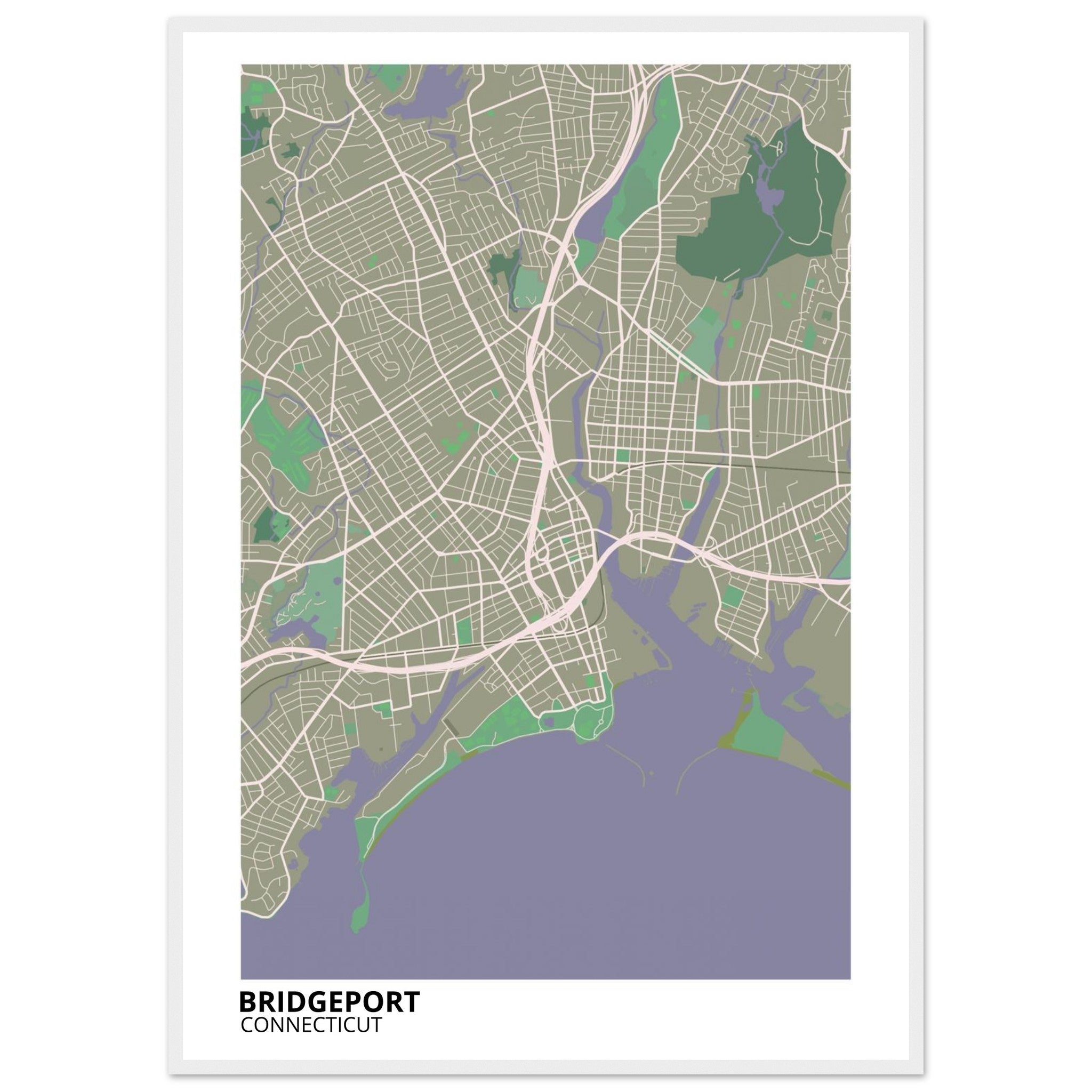 bridgeport map poster print