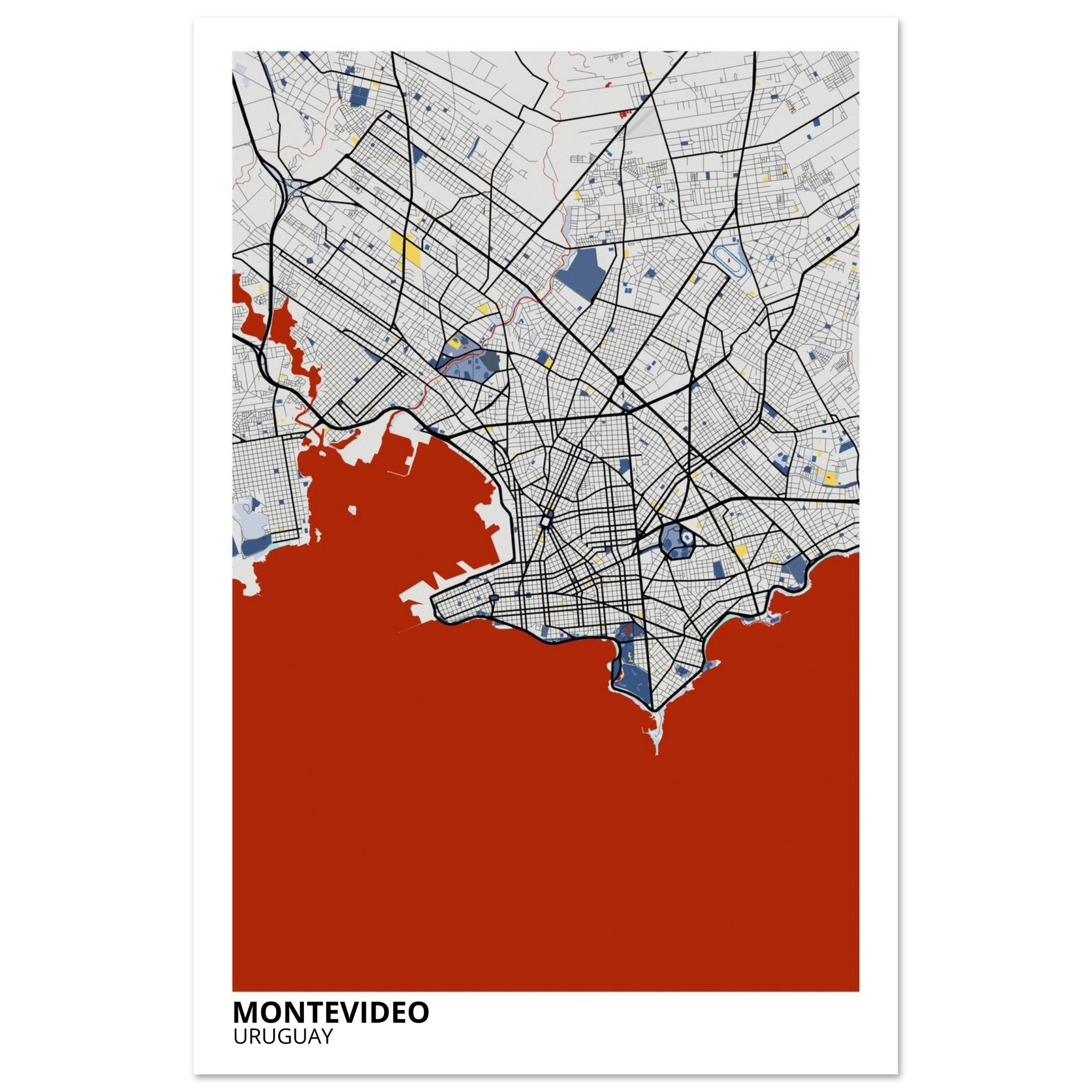 Montevideo Uruguay City Map Poster | Custom Map Art Print - Ink And Atlas