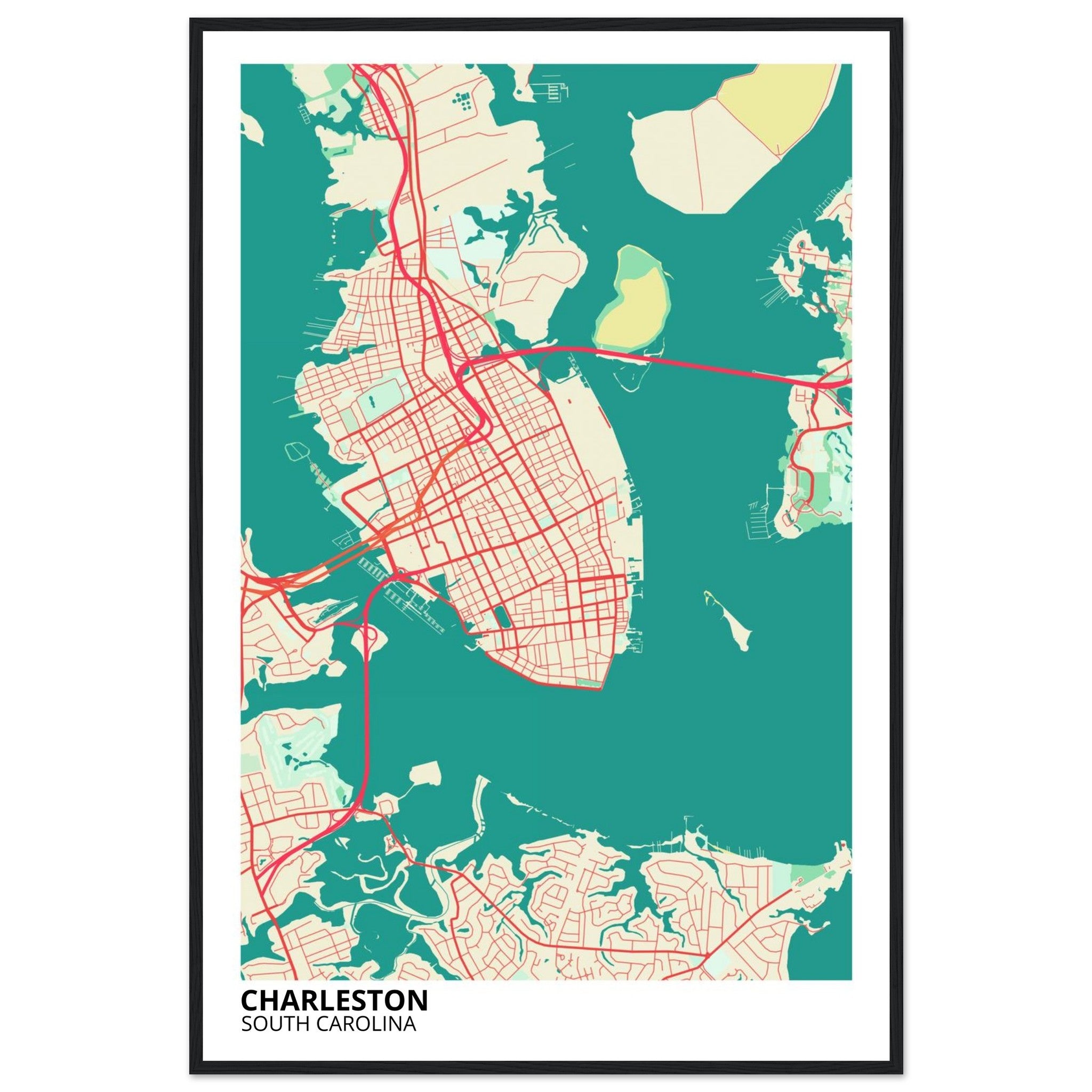 charleston map poster print