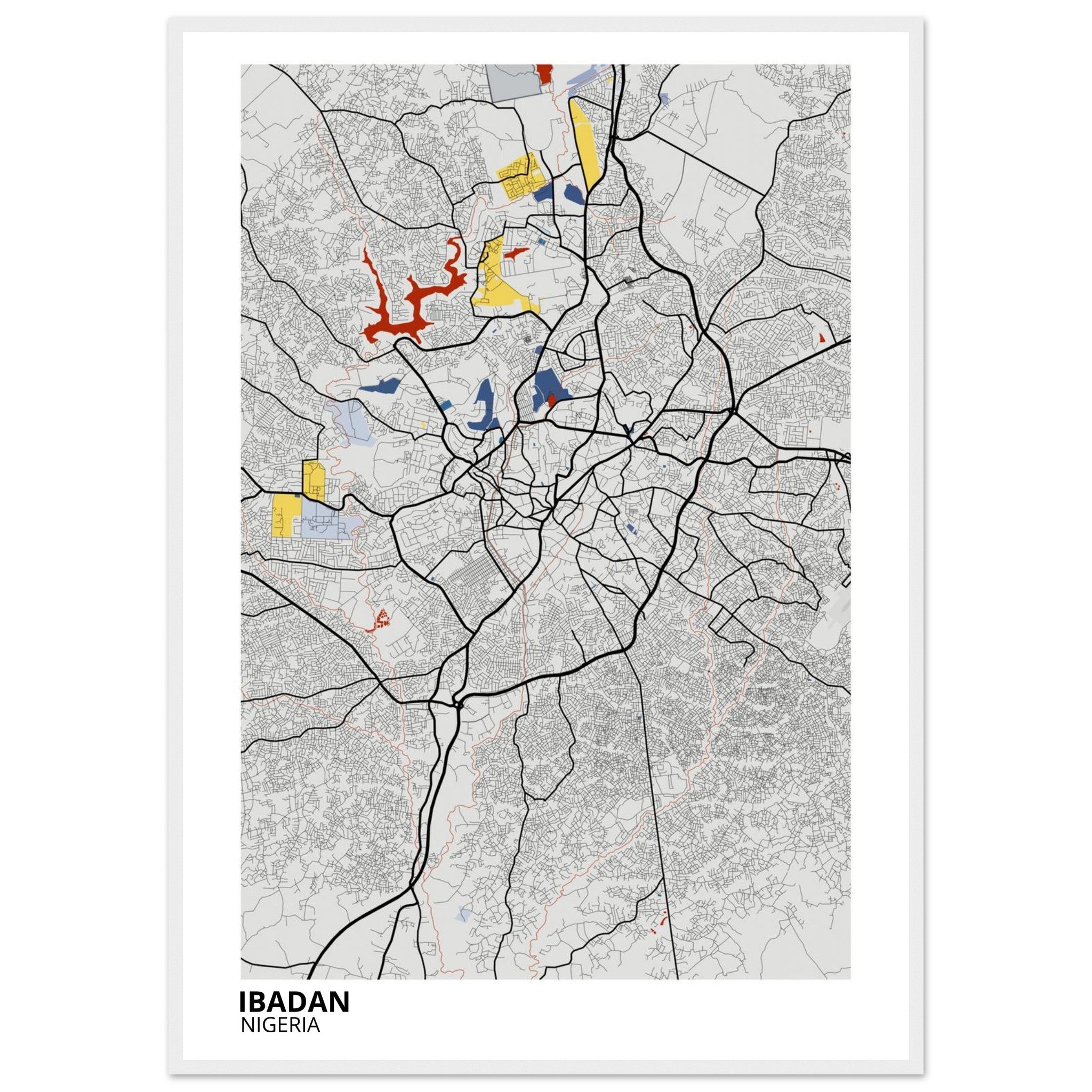 Ibadan Nigeria City Map Poster | Custom Map Art Print - Ink And Atlas
