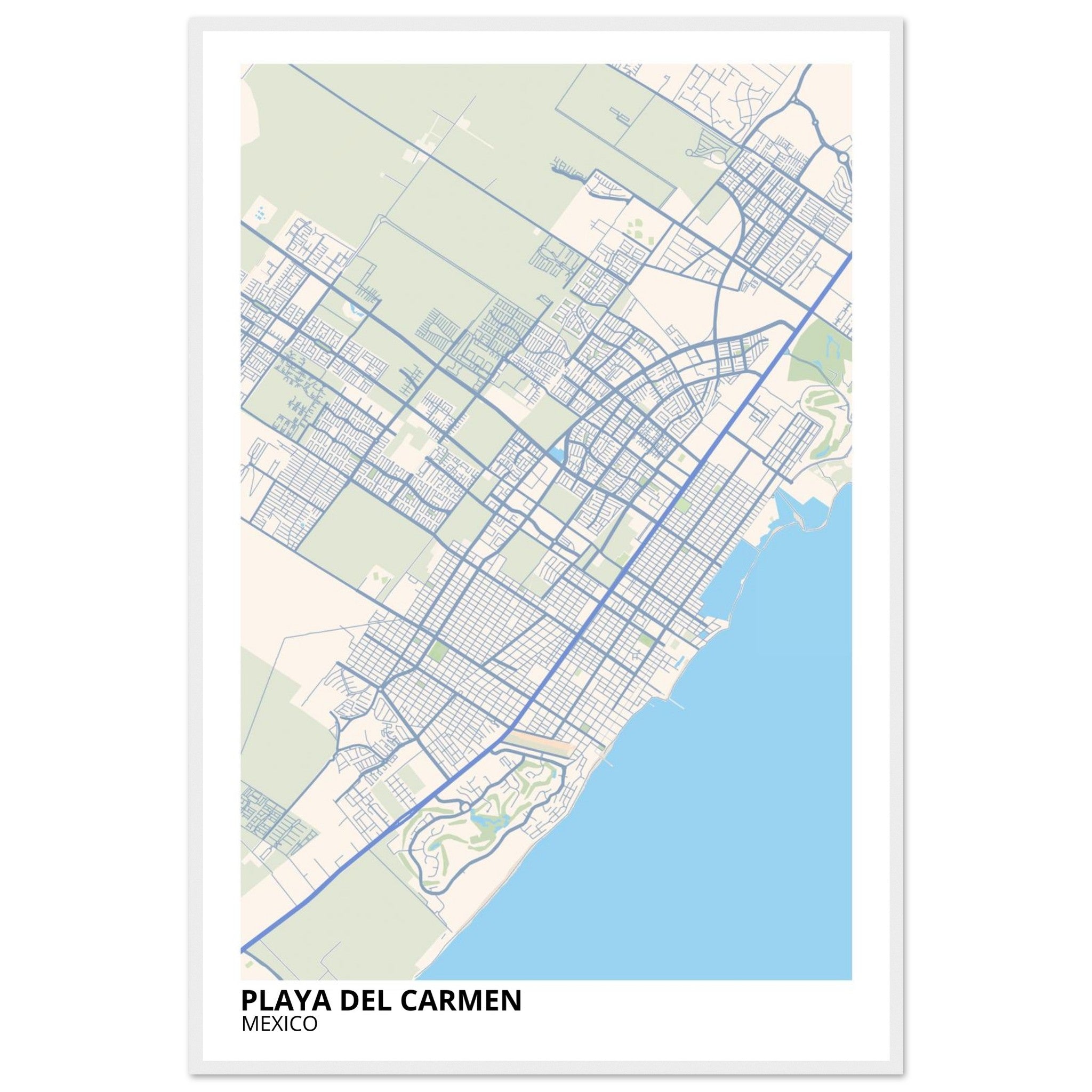 Playa Del Carmen Mexico City Map Poster | Custom Map Art Print - Ink And Atlas