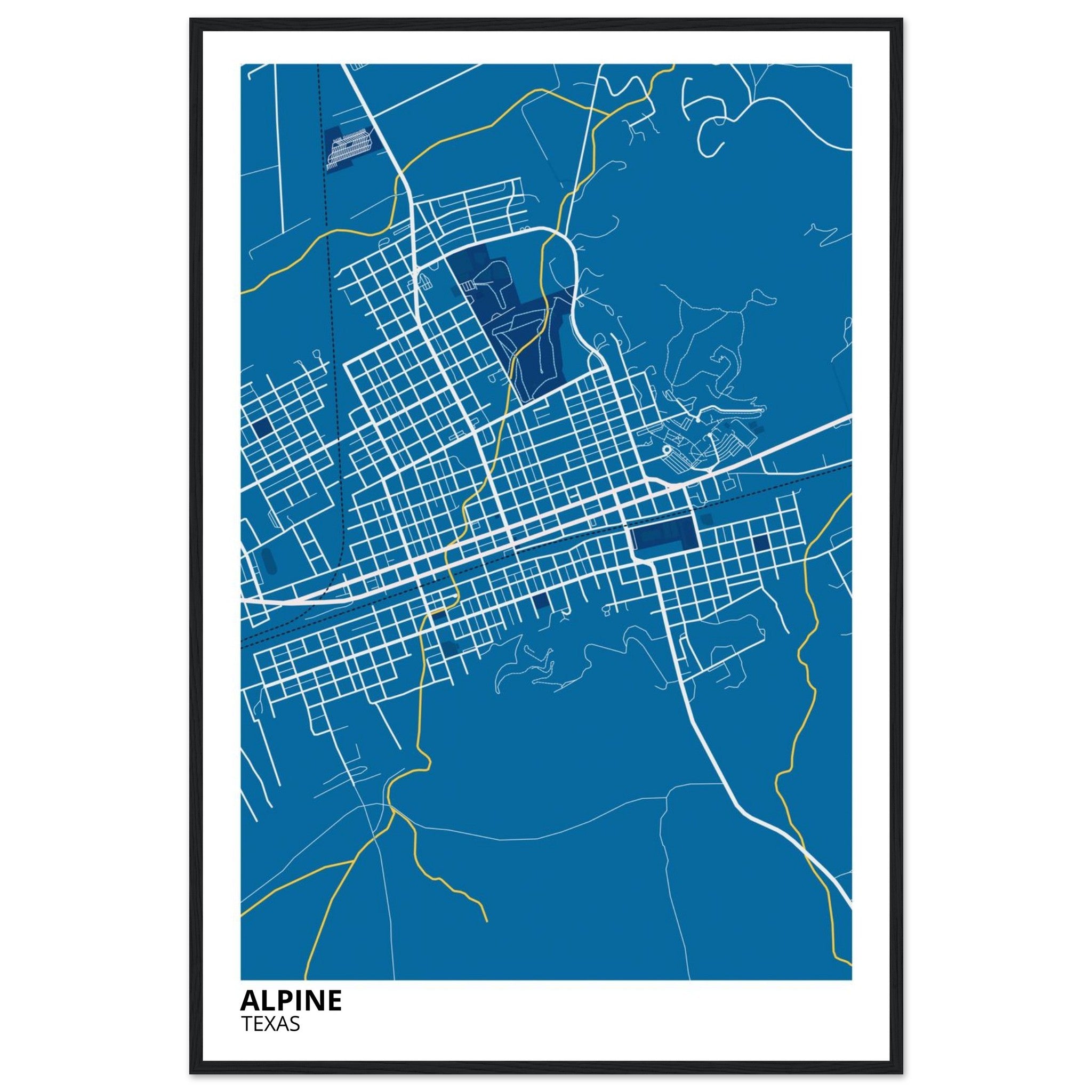 Alpine Texas City Map Poster | Custom Map Art Print - Ink And Atlas