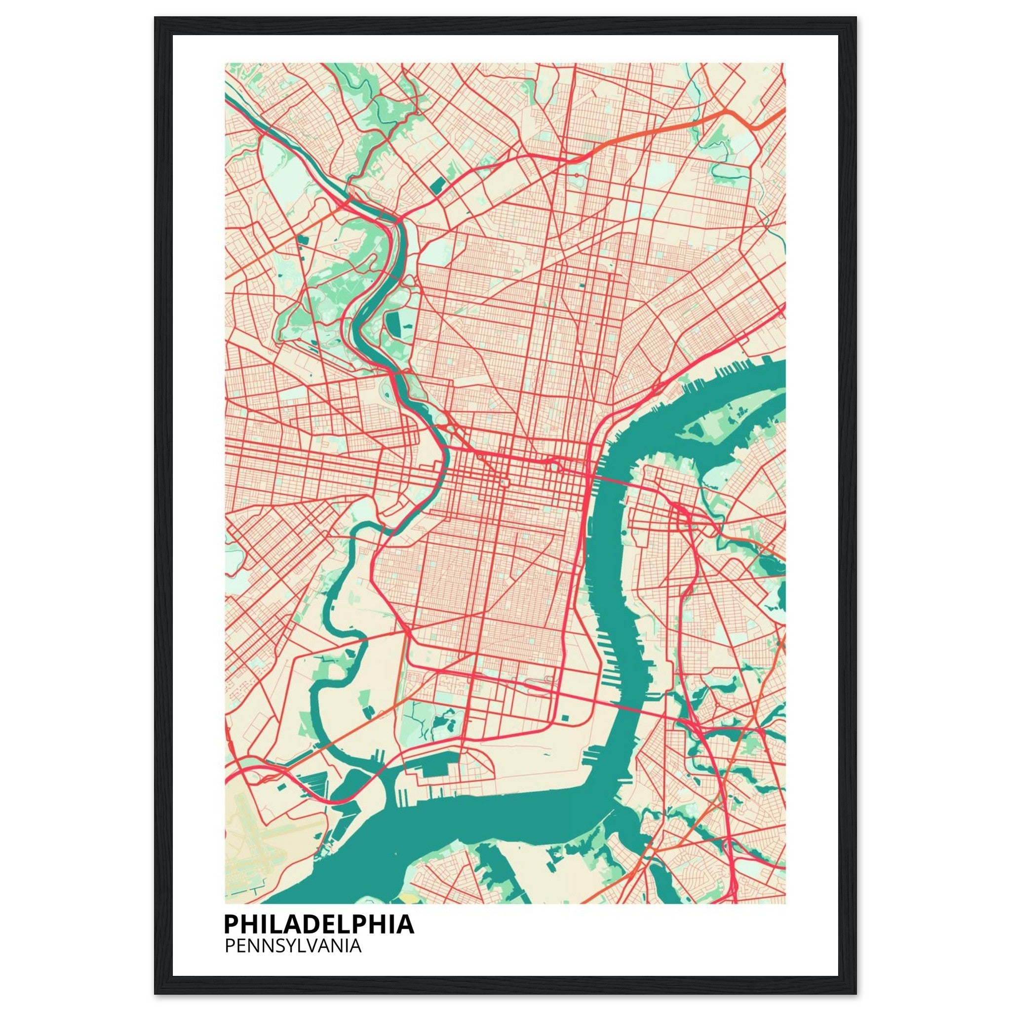 philadelphia map poster print