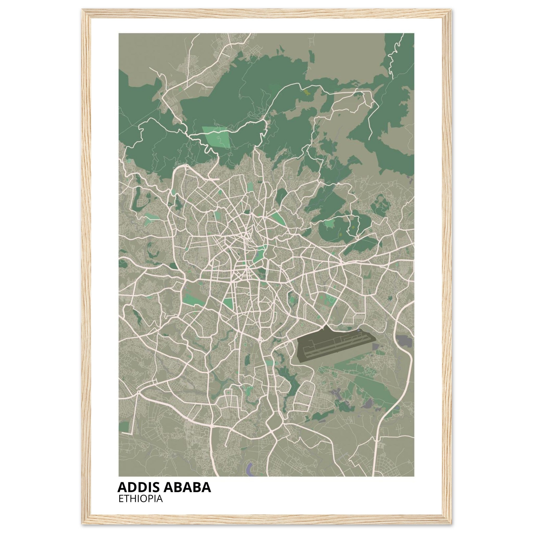 Addis Ababa Ethiopia City Map Poster | Custom Map Art Print - Ink And Atlas