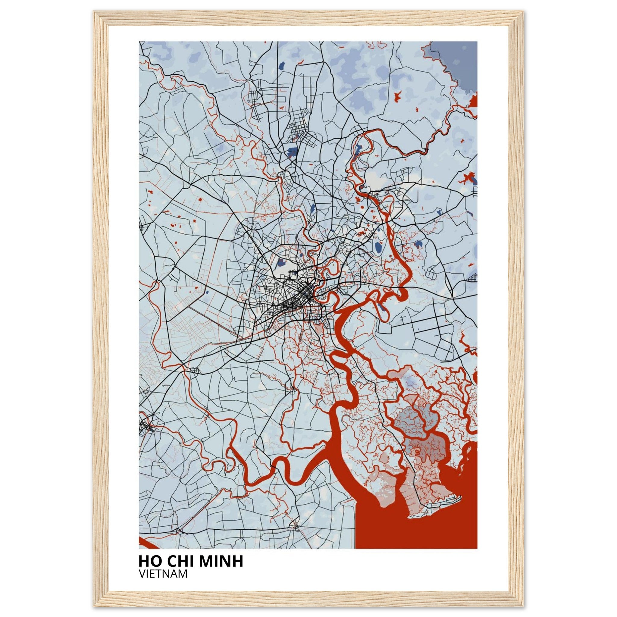 ho chi minh vietnam map poster print