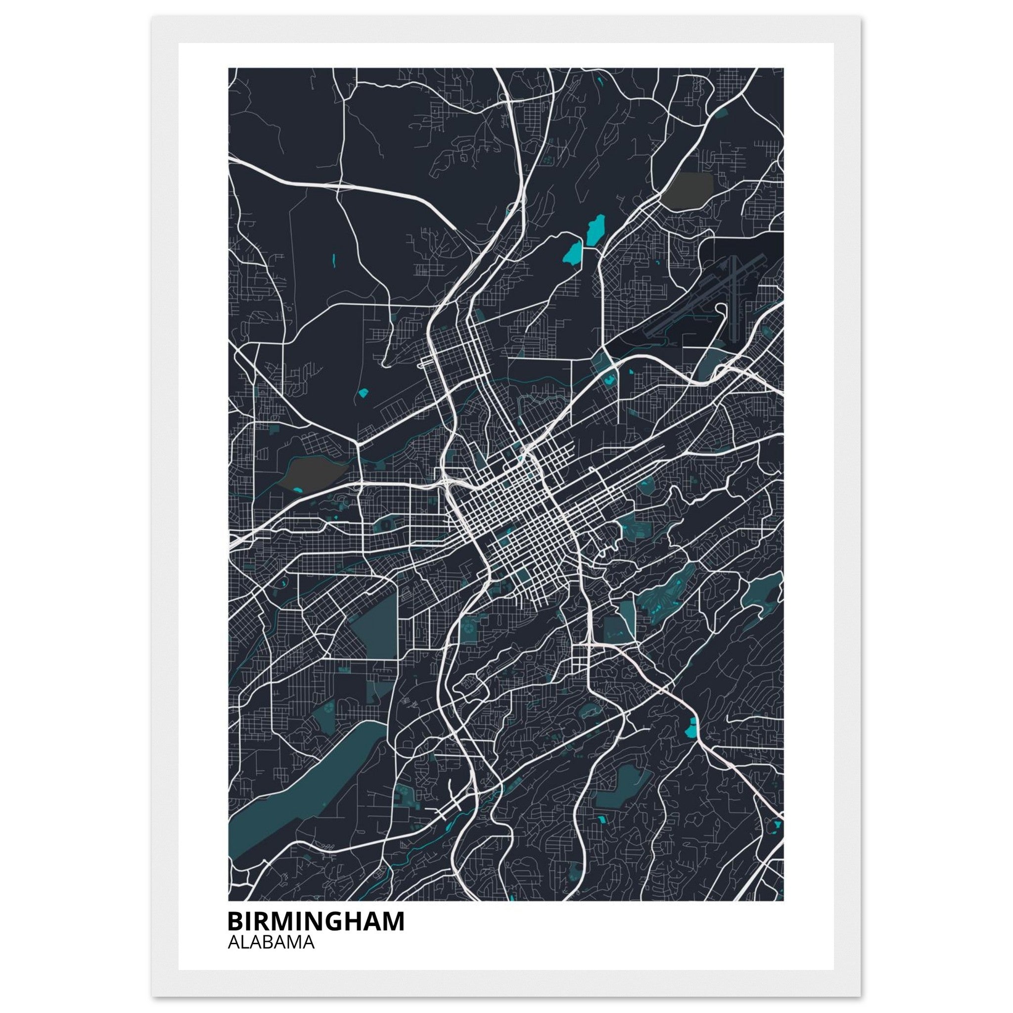 birmingham map poster print