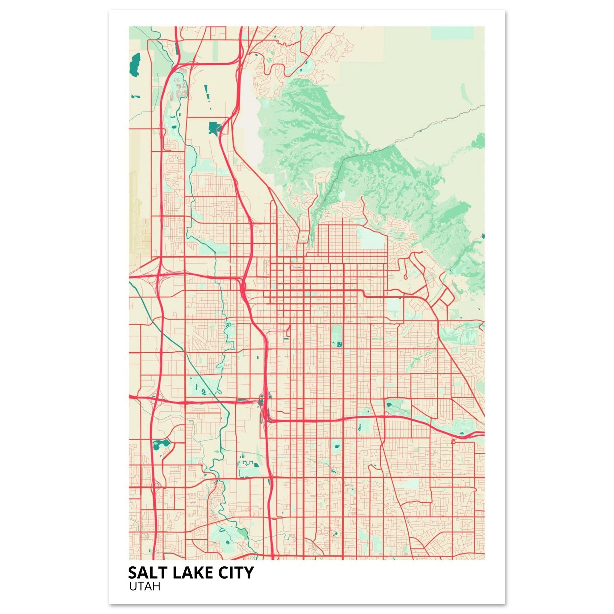 Salt Lake City Utah City Map Poster | Custom Map Art Print - Ink And Atlas