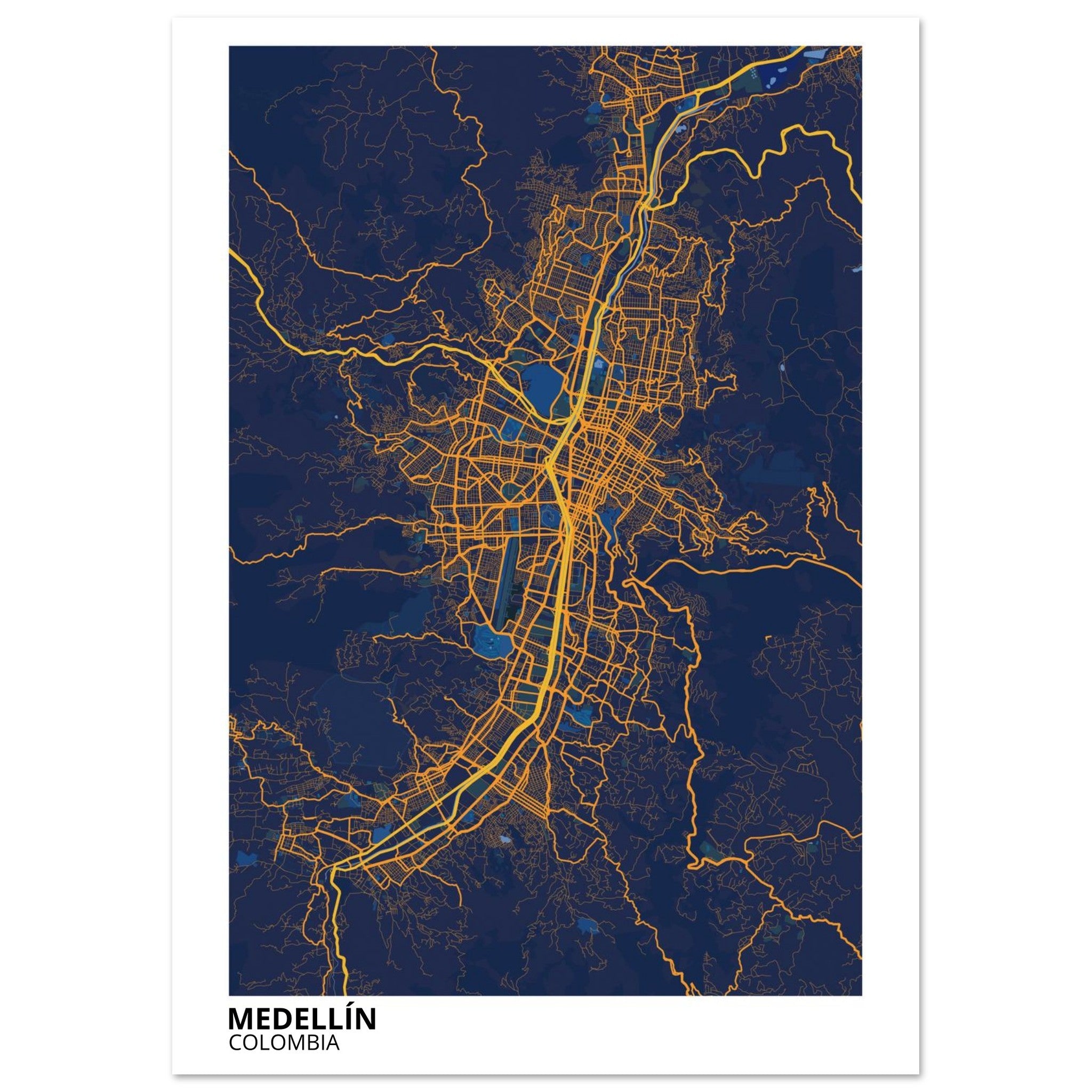 Medellín Colombia City Map Poster | Custom Map Art Print - Ink And Atlas