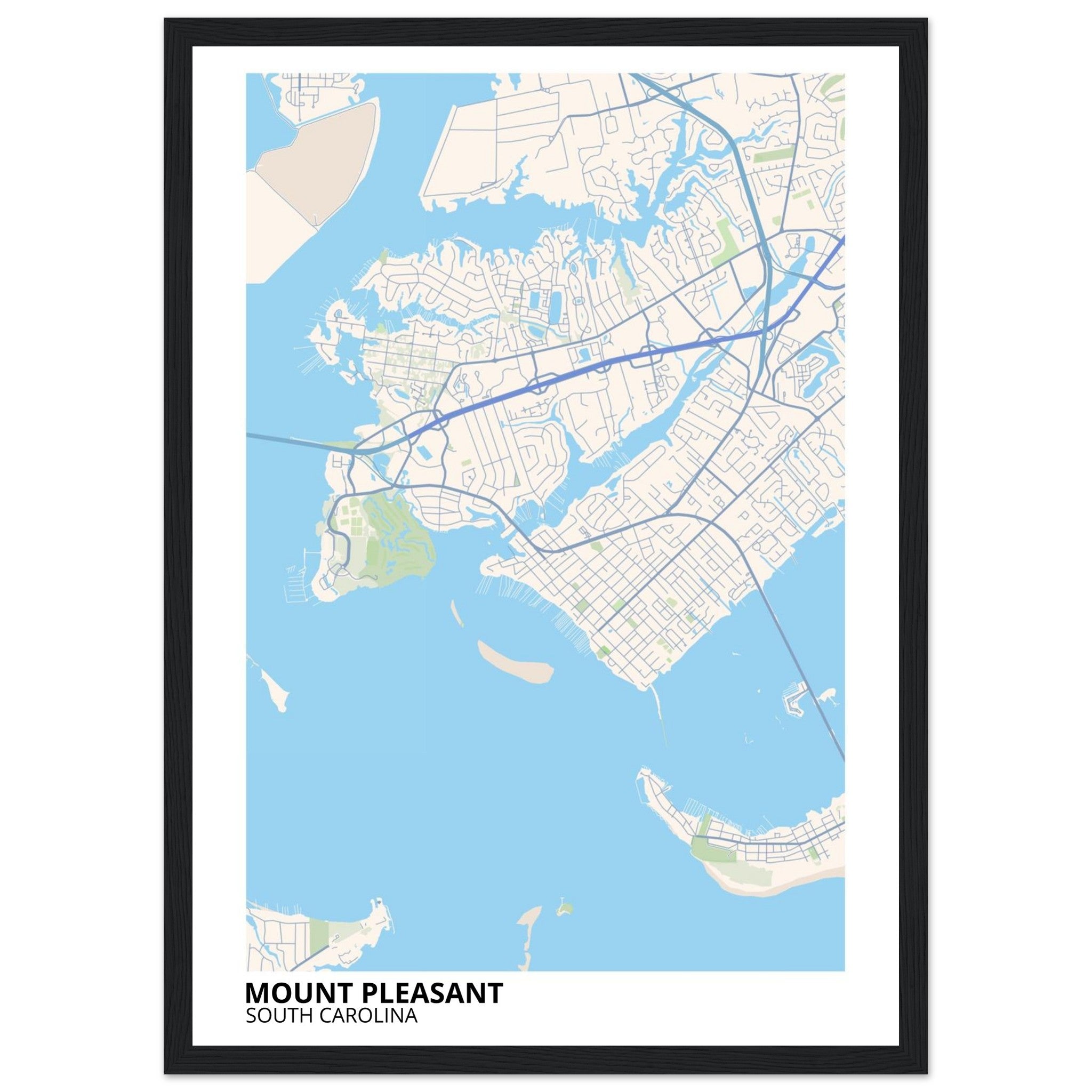 Mount Pleasant South Carolina City Map Poster | Custom Map Art Print - Ink And Atlas