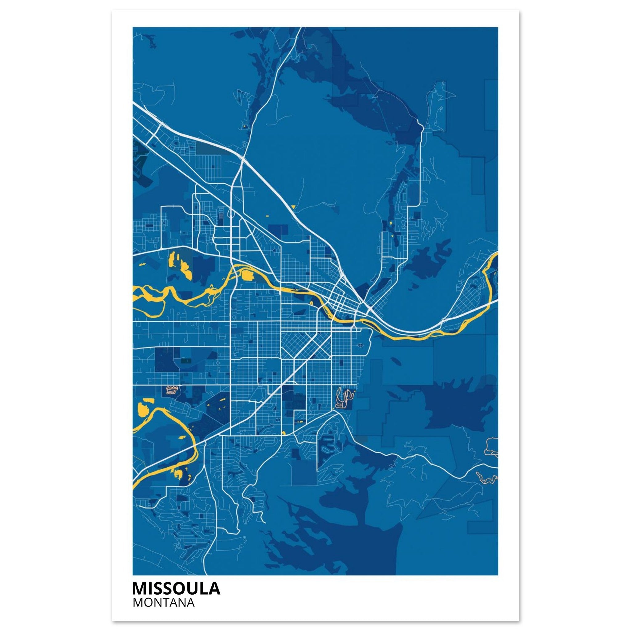 Missoula Montana City Map Poster | Custom Map Art Print - Ink And Atlas