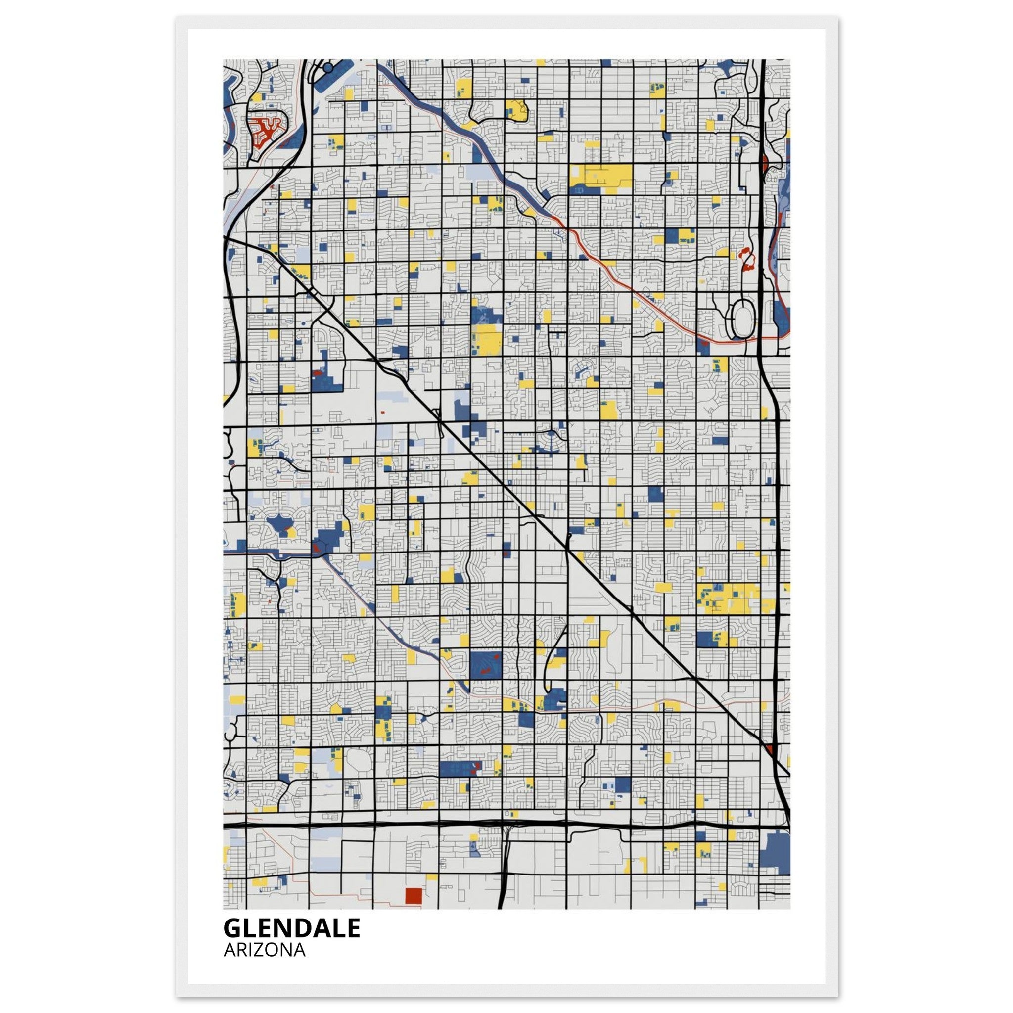 Glendale Arizona City Map Poster | Custom Map Art Print - Ink And Atlas