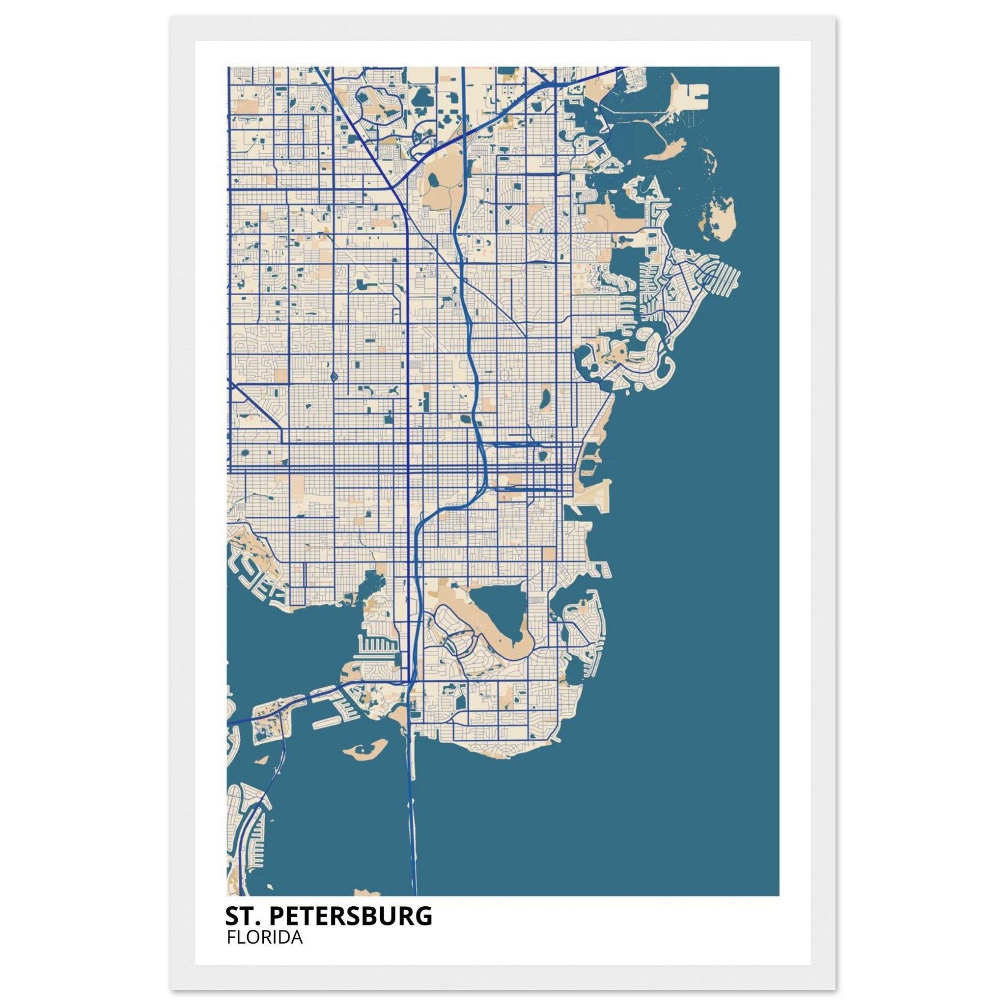 St. Petersburg Florida City Map Poster | Custom Map Art Print - Ink And Atlas