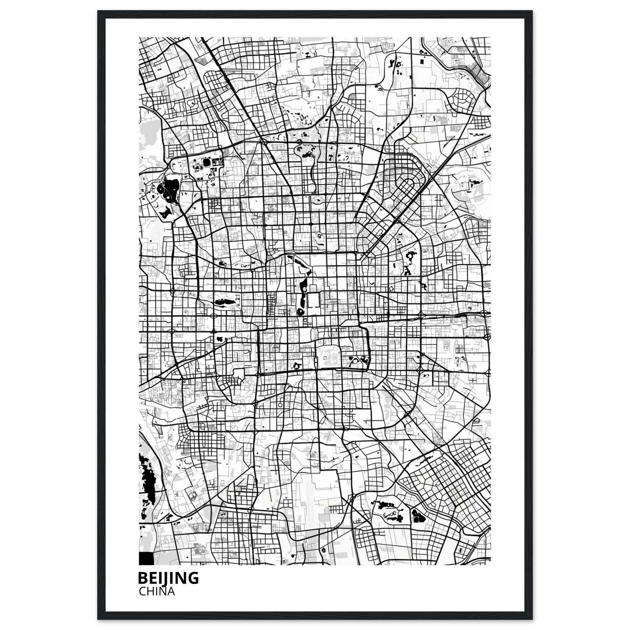 beijing china map poster print