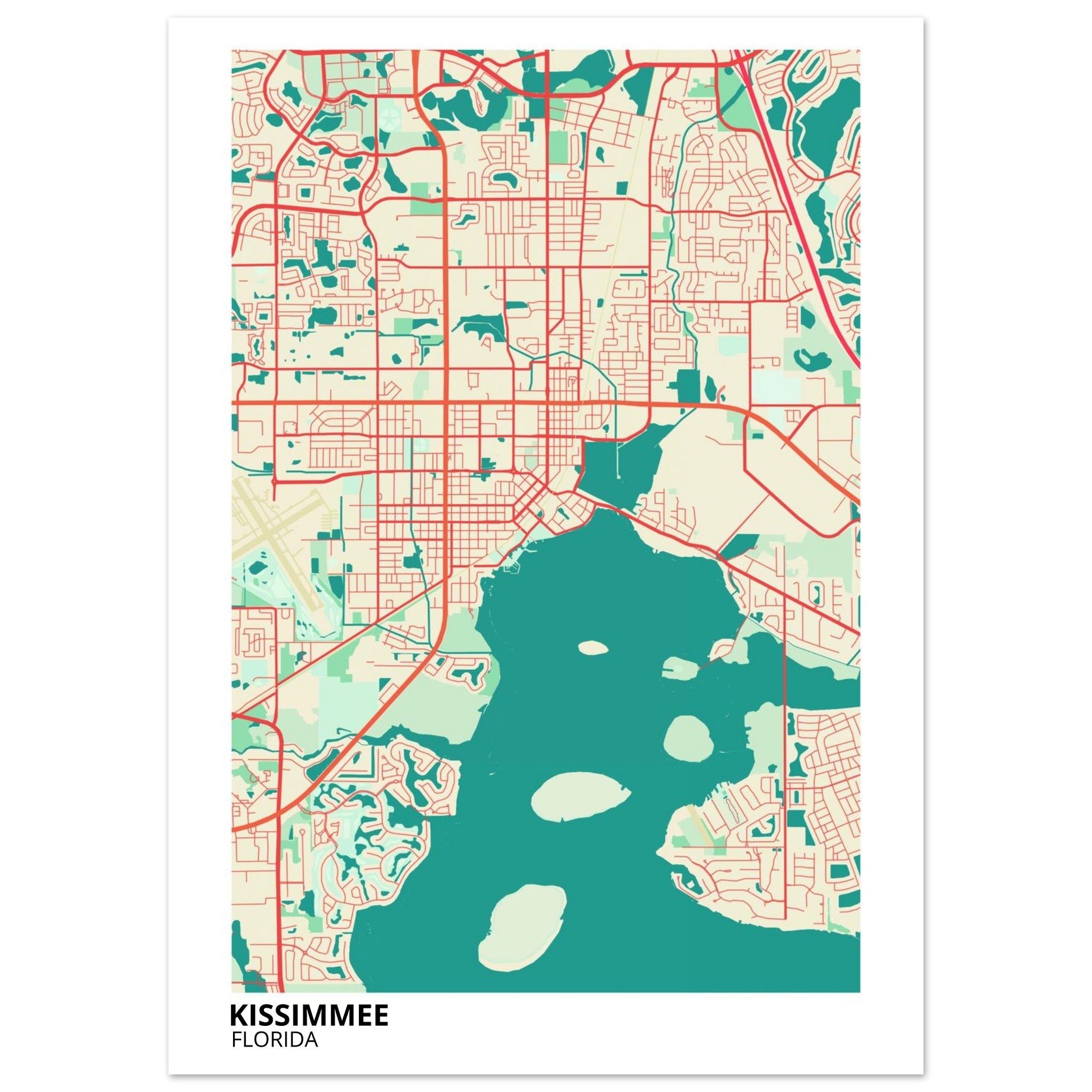 Kissimmee Florida City Map Poster | Custom Map Art Print - Ink And Atlas
