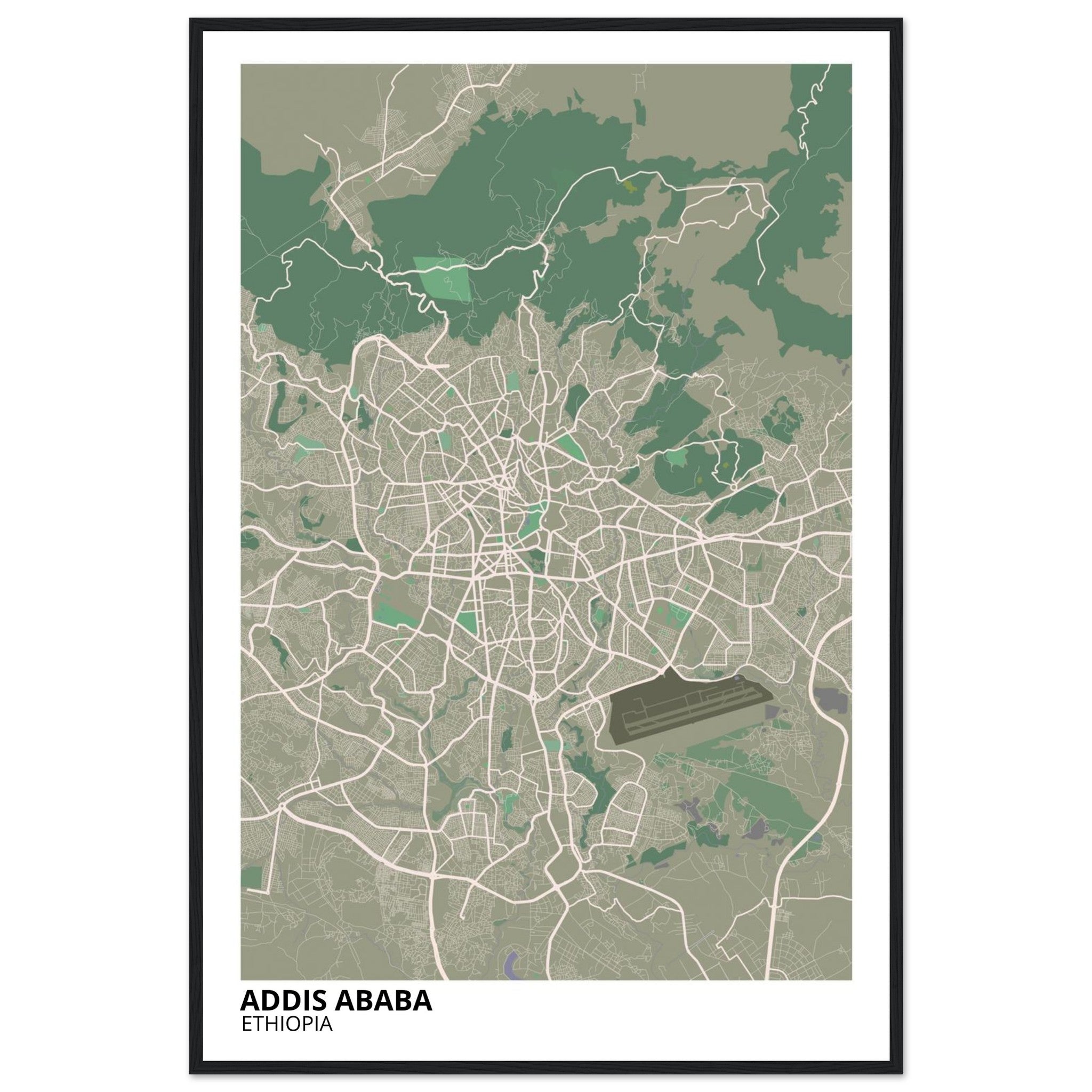 Addis Ababa Ethiopia City Map Poster | Custom Map Art Print - Ink And Atlas