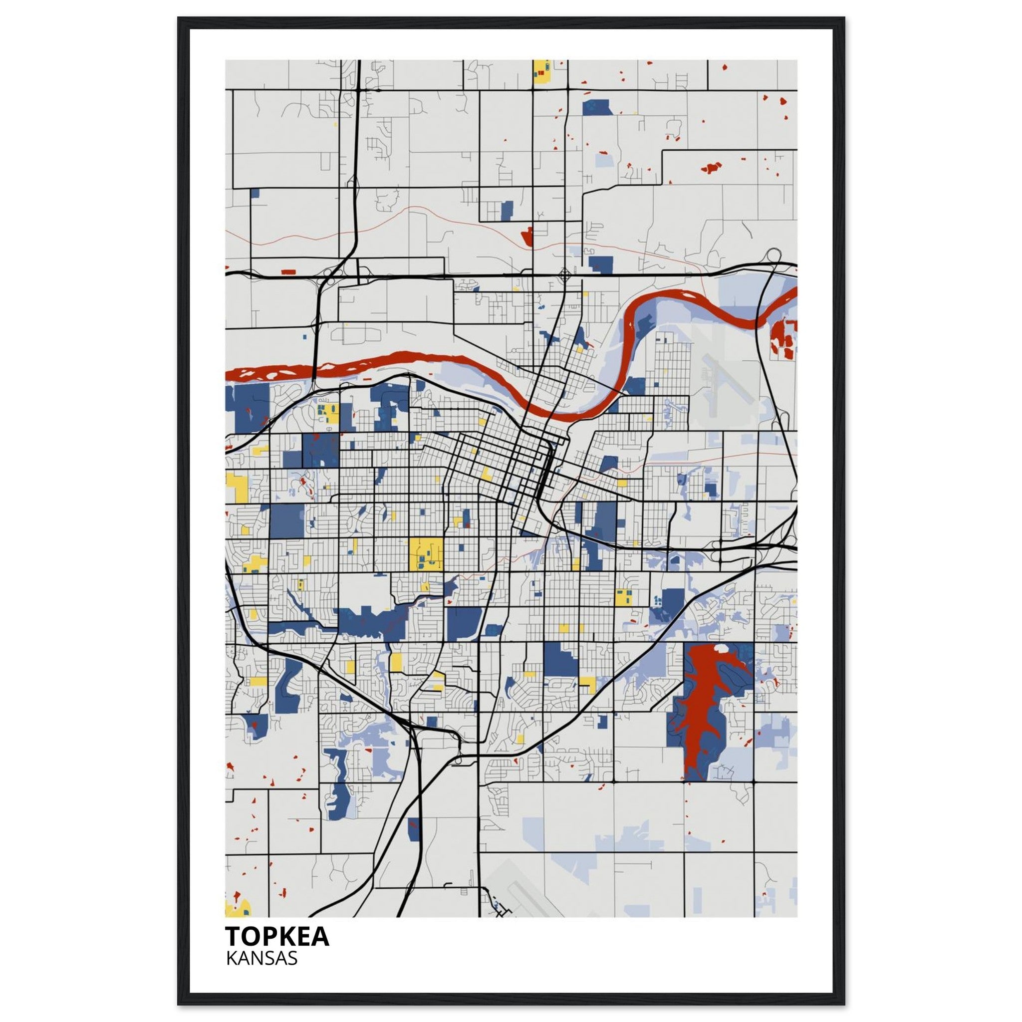 topeka map poster print