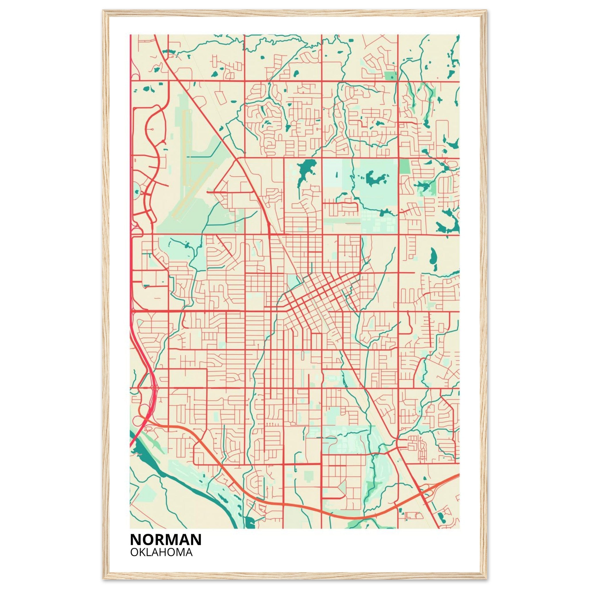 Norman Oklahoma City Map Poster | Custom Map Art Print - Ink And Atlas