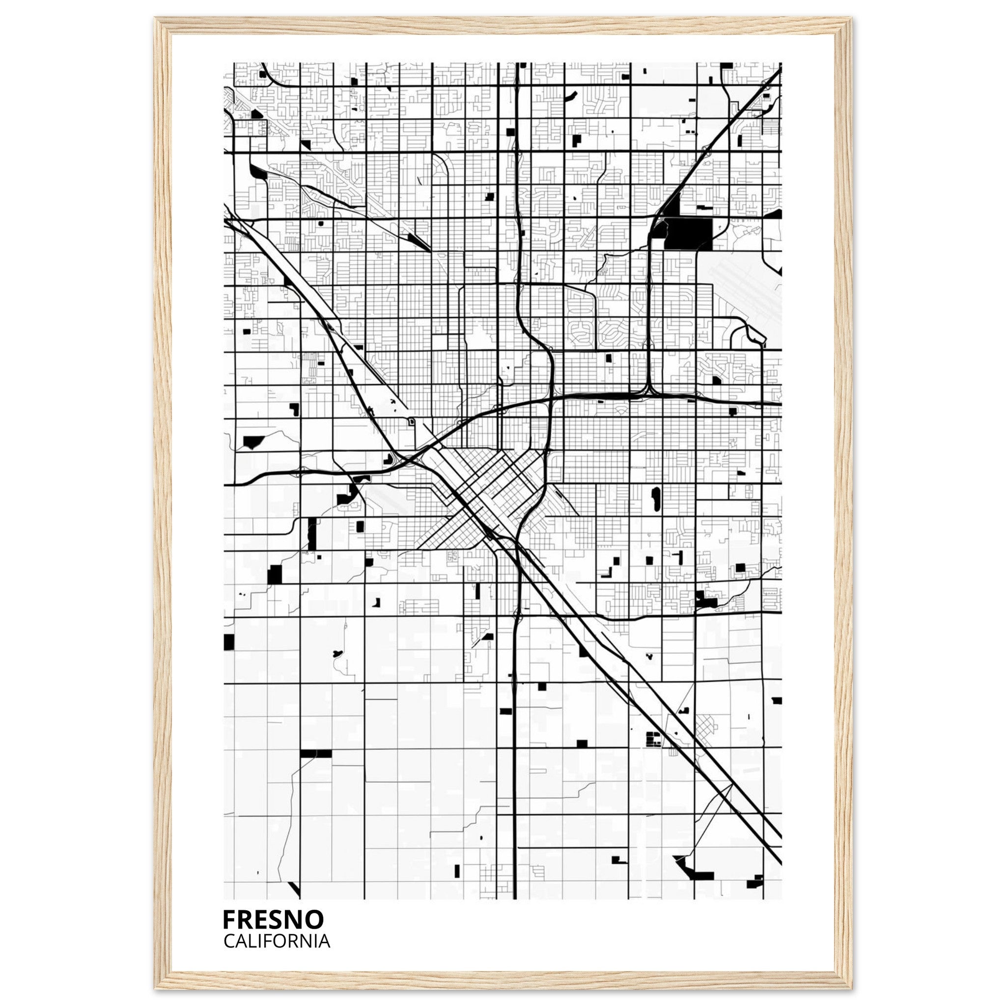 fresno map poster print