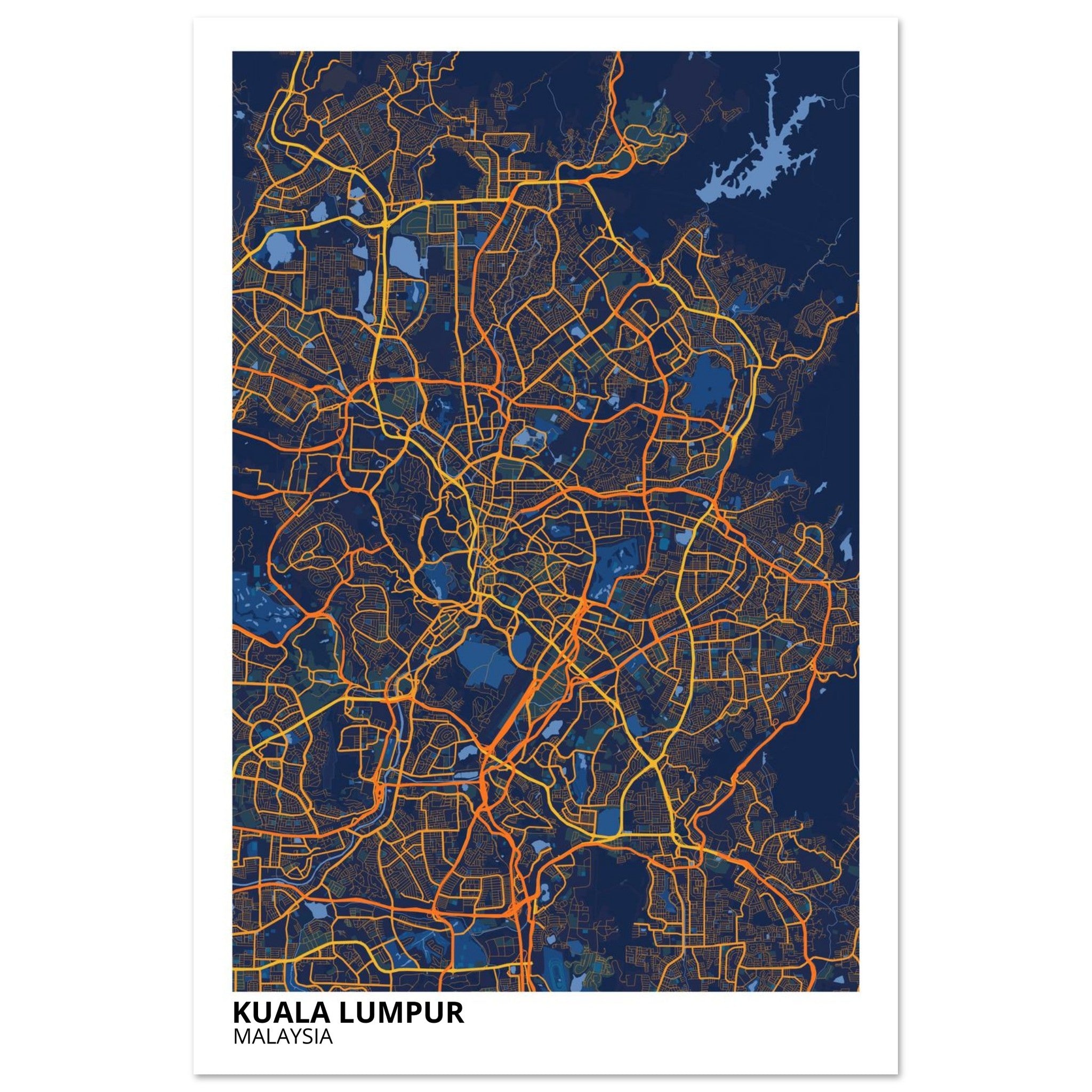 Kuala Lumpur Malaysia City Map Poster | Custom Map Art Print - Ink And Atlas