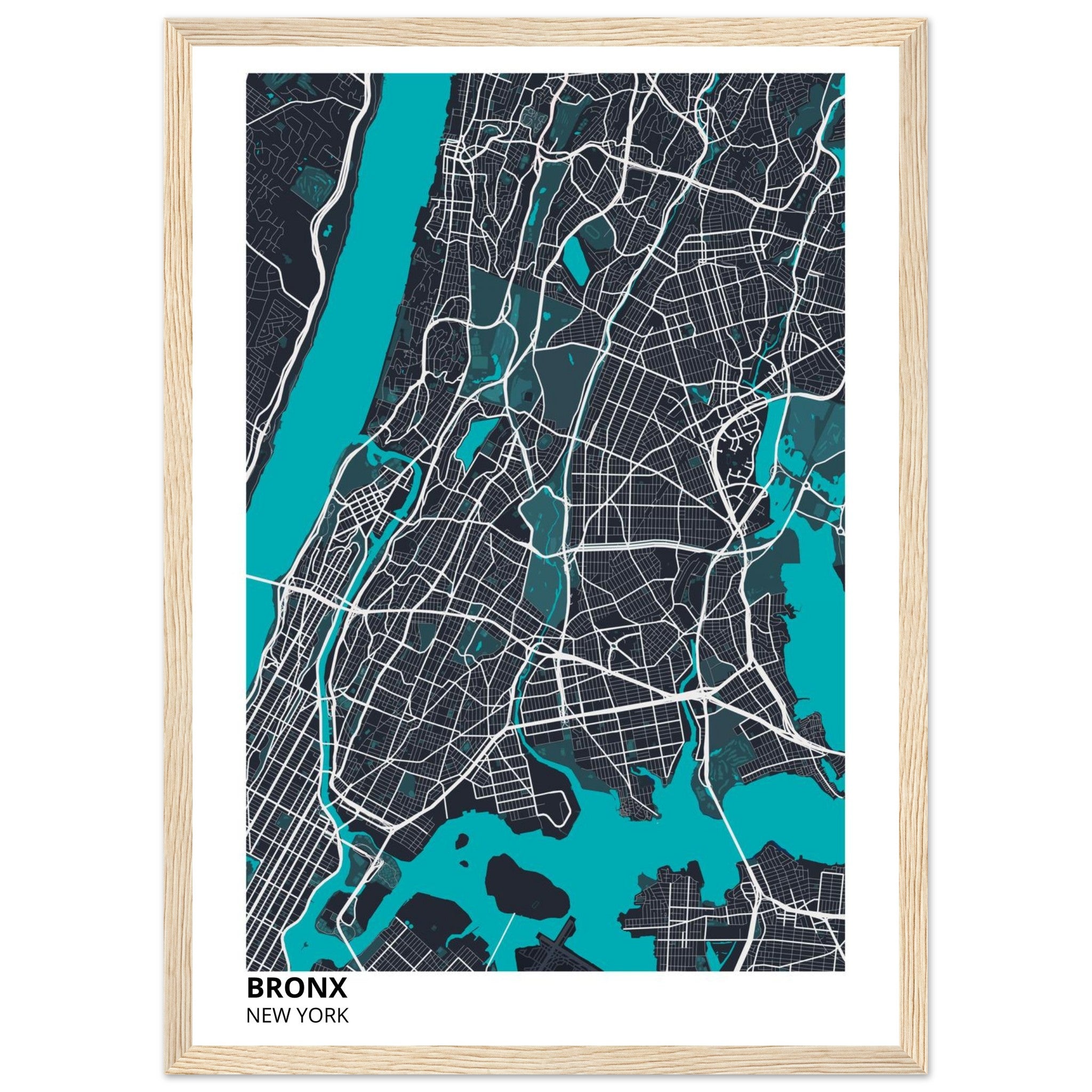bronx map poster print