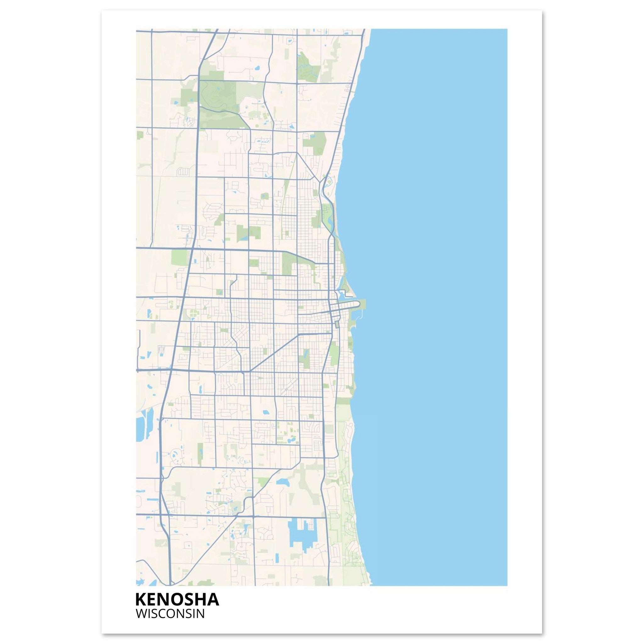Kenosha Wisconsin City Map Poster | Custom Map Art Print - Ink And Atlas