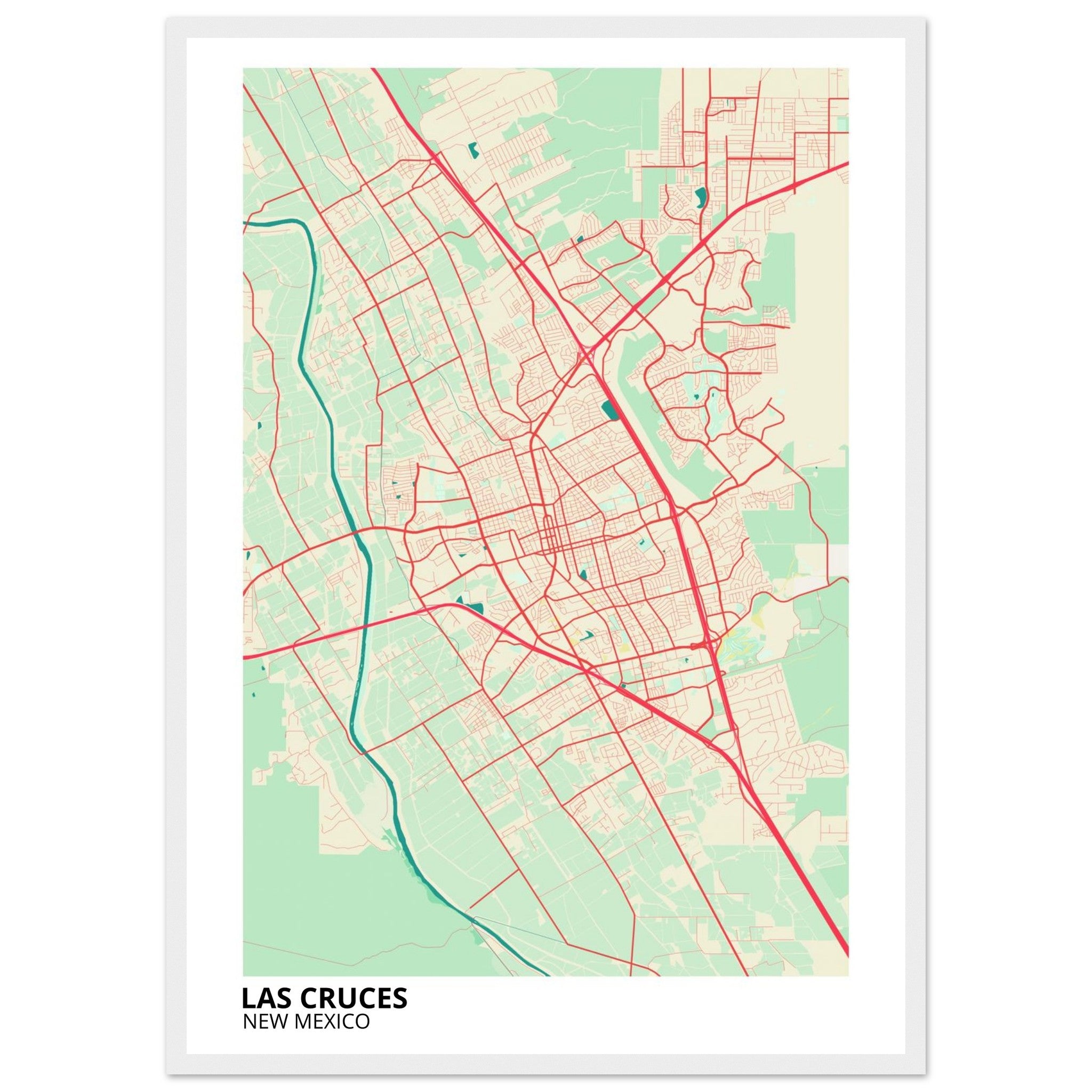 Las Cruces New Mexico City Map Poster | Custom Map Art Print - Ink And Atlas