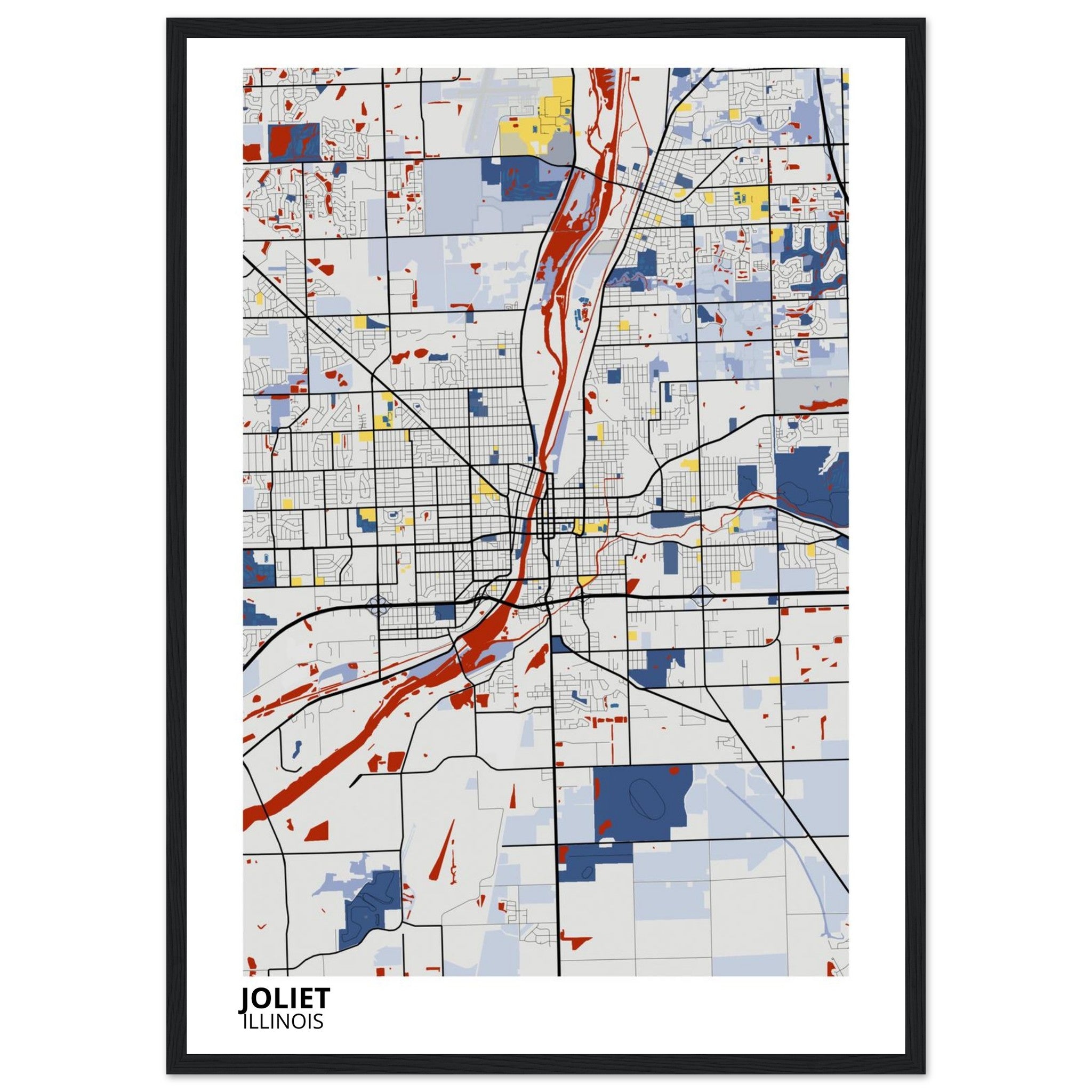 Joliet Illinois City Map Poster | Custom Map Art Print - Ink And Atlas