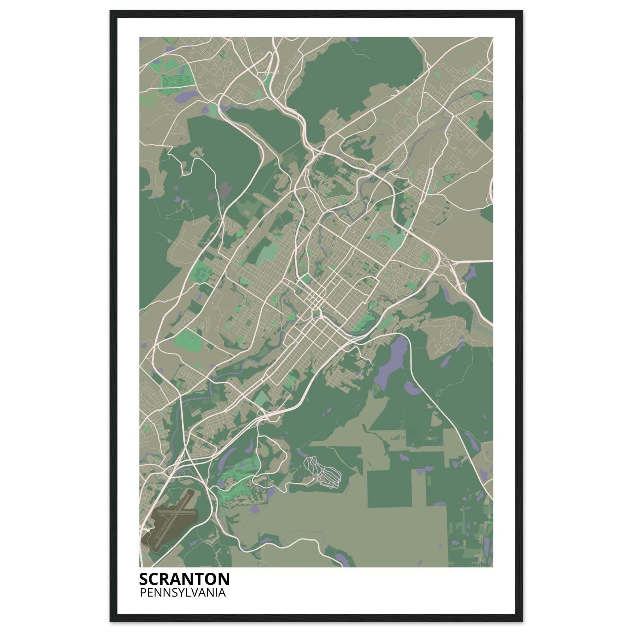 Scranton Pennsylvania City Map Poster | Custom Map Art Print - Ink And Atlas