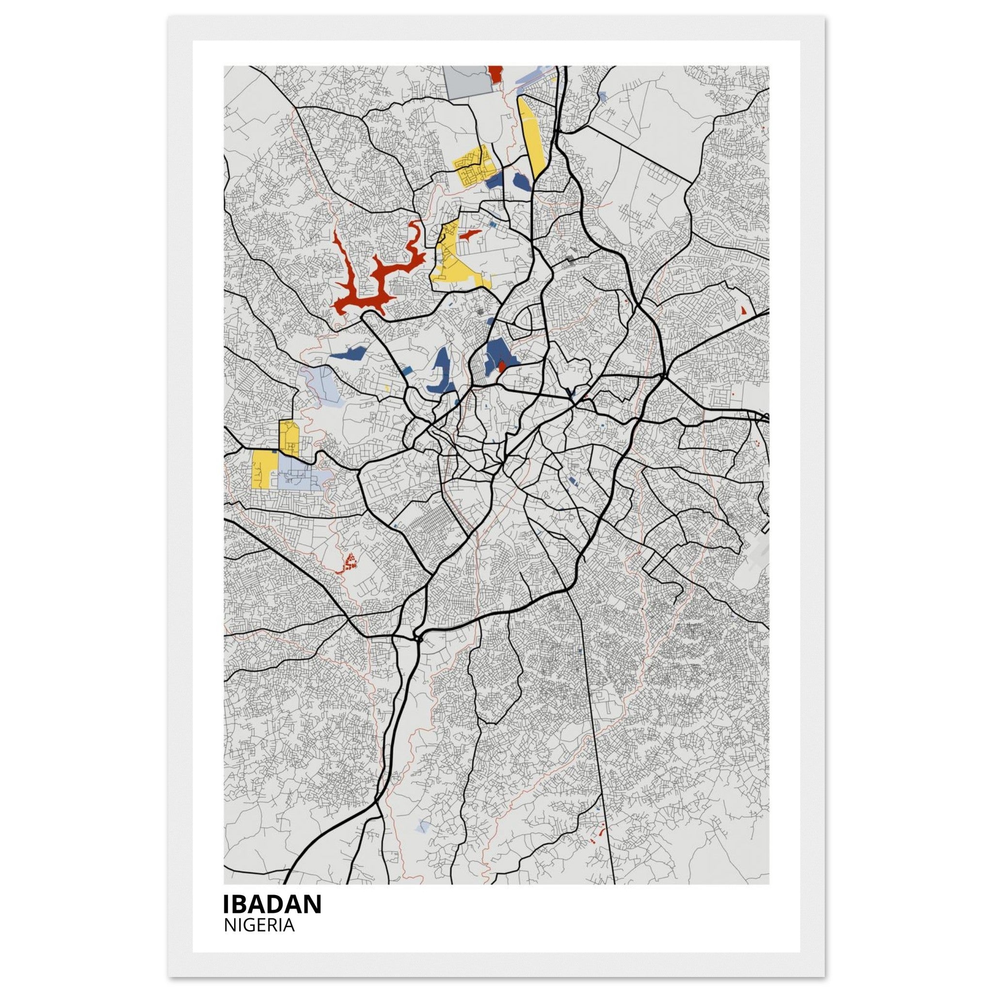 Ibadan Nigeria City Map Poster | Custom Map Art Print - Ink And Atlas