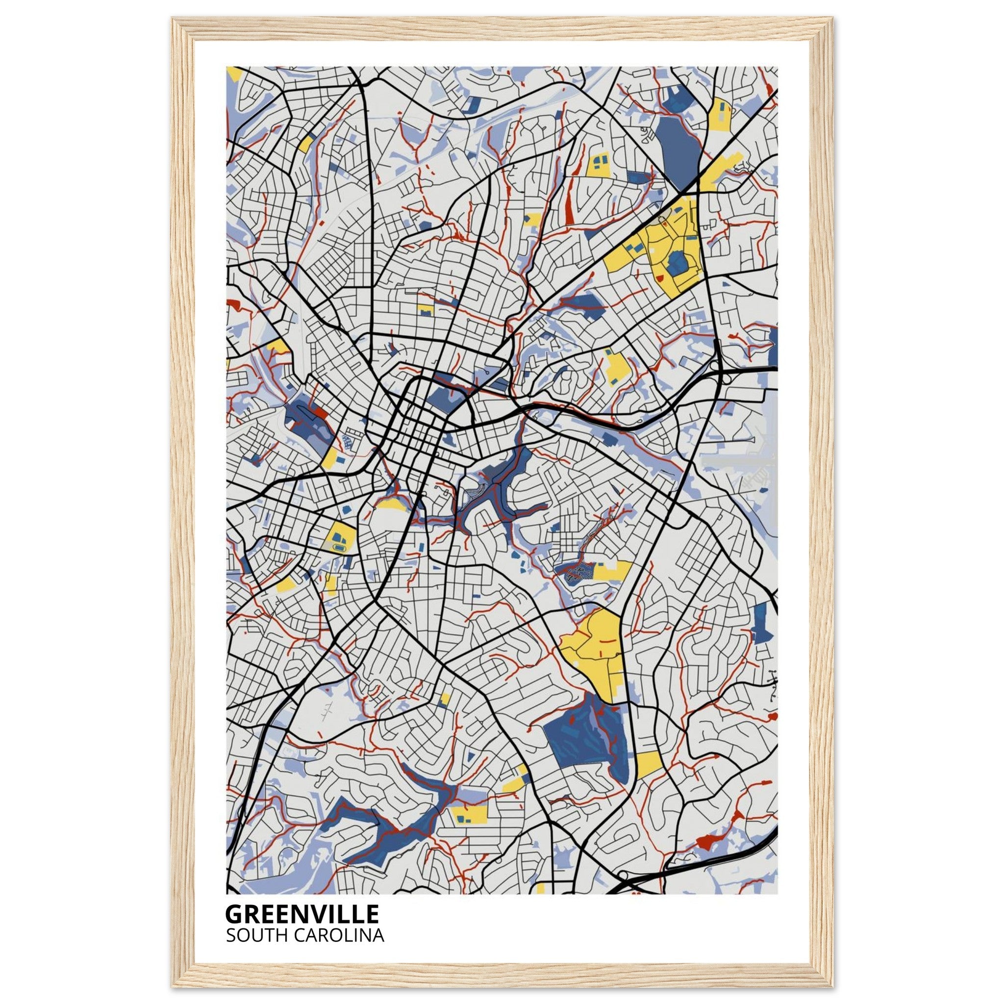 Greenville South Carolina City Map Poster | Custom Map Art Print - Ink And Atlas