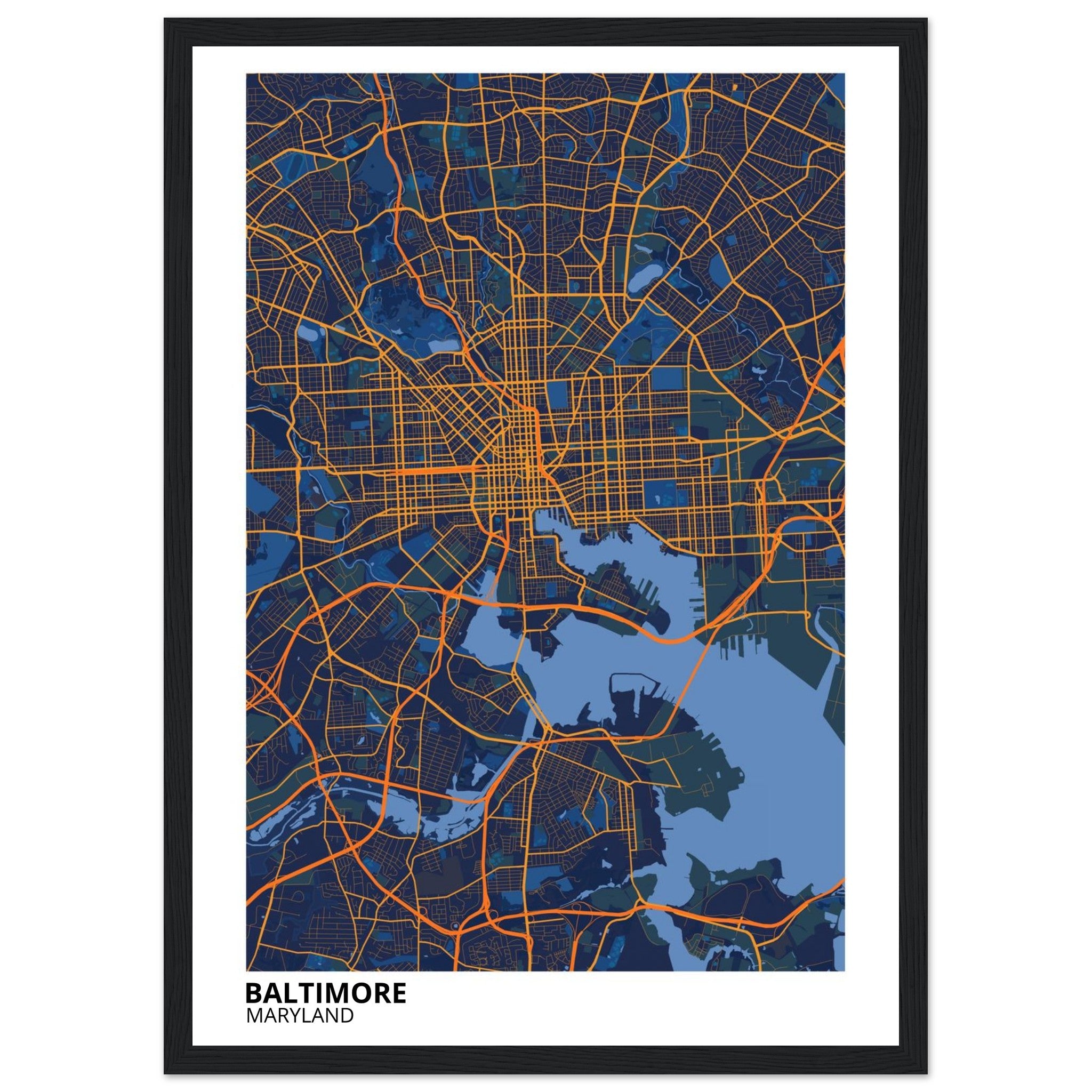 baltimore map poster print