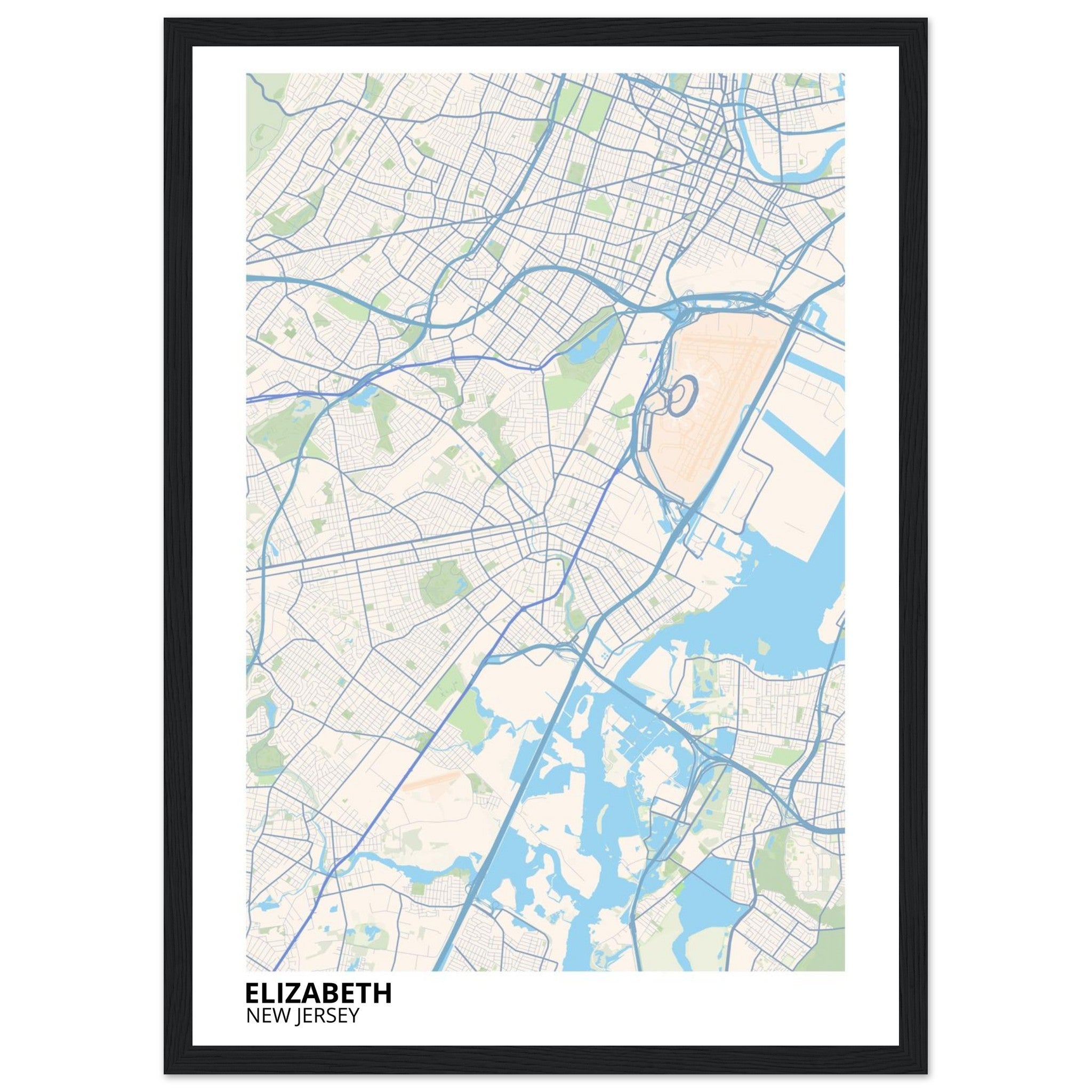 Elizabeth New Jersey City Map Poster | Custom Map Art Print - Ink And Atlas