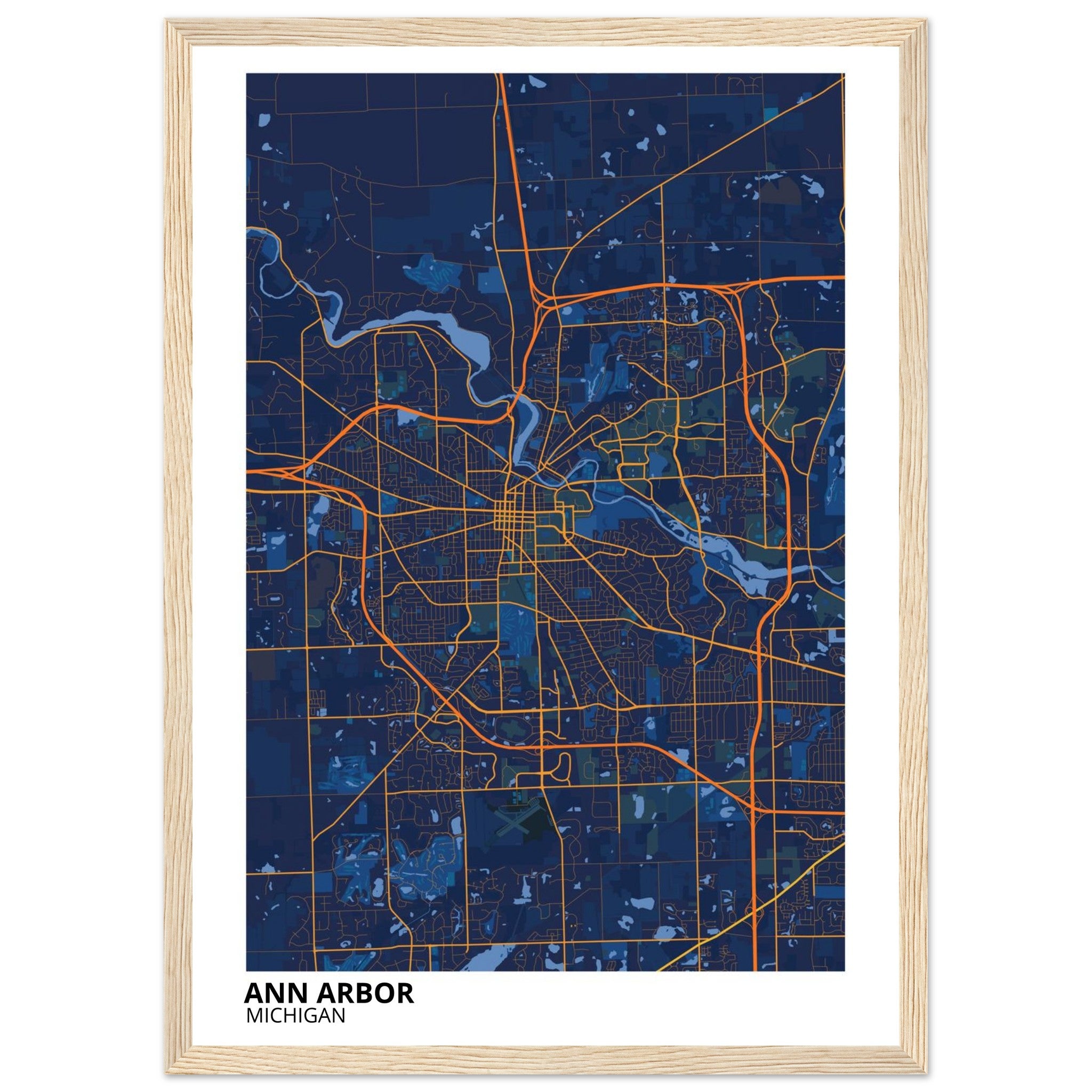 Ann Arbor Michigan City Map Poster | Custom Map Art Print - Ink And Atlas