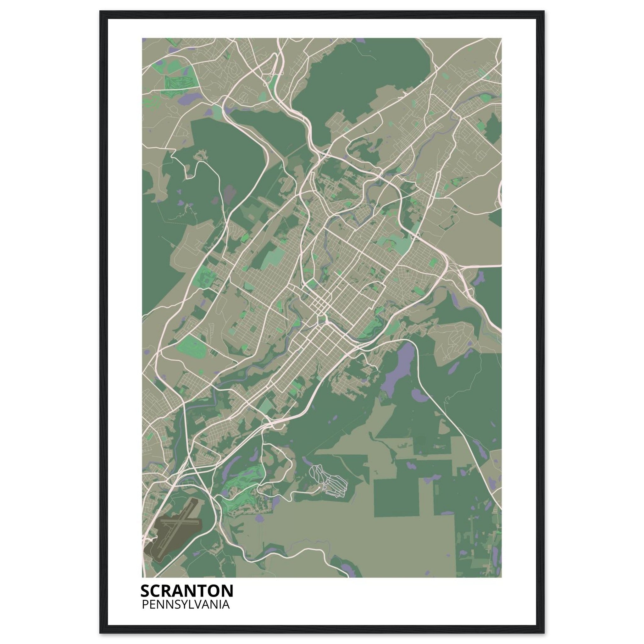 Scranton Pennsylvania City Map Poster | Custom Map Art Print - Ink And Atlas