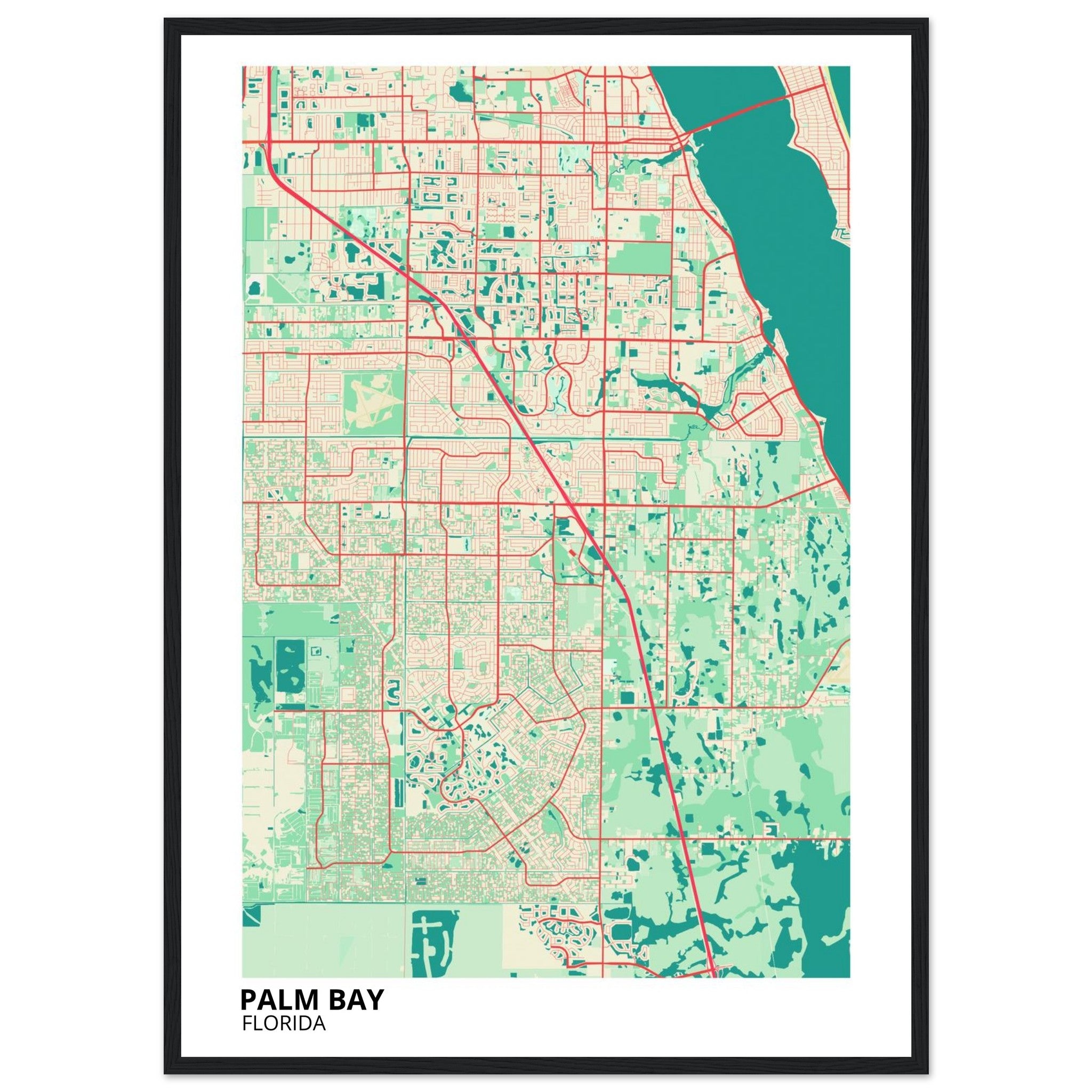 palm bay map poster print