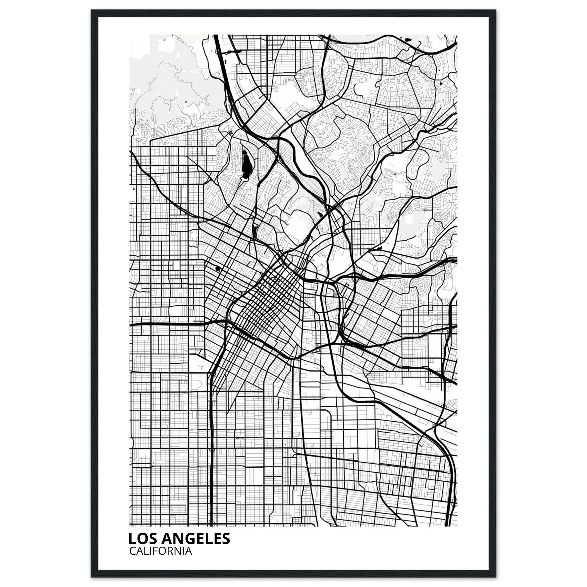 los angeles map poster print