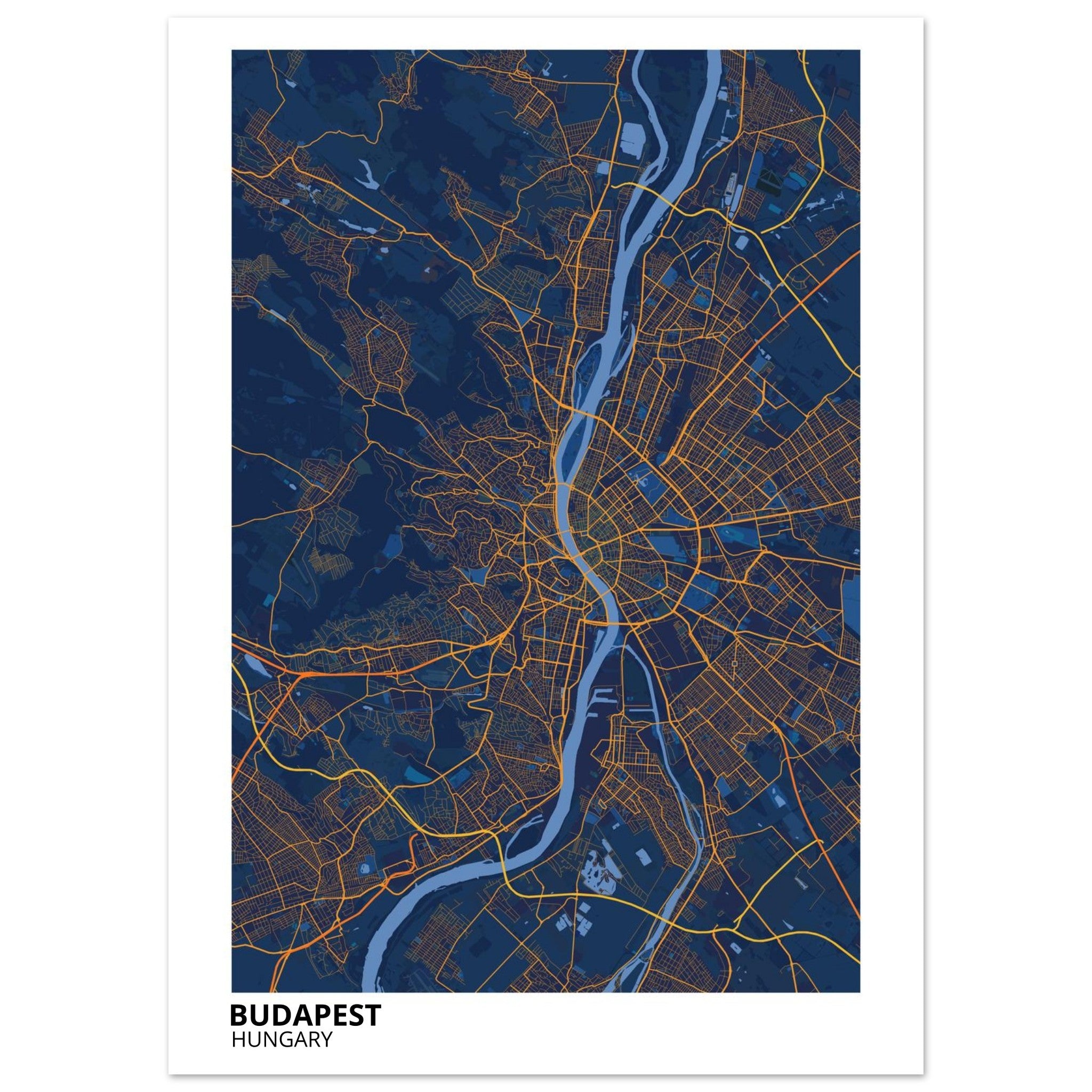 Budapest Hungary City Map Poster | Custom Map Art Print - Ink And Atlas