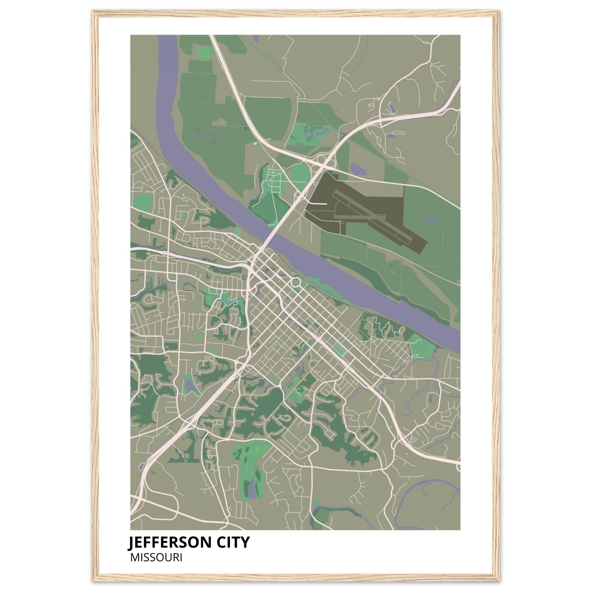 jefferson city map poster print