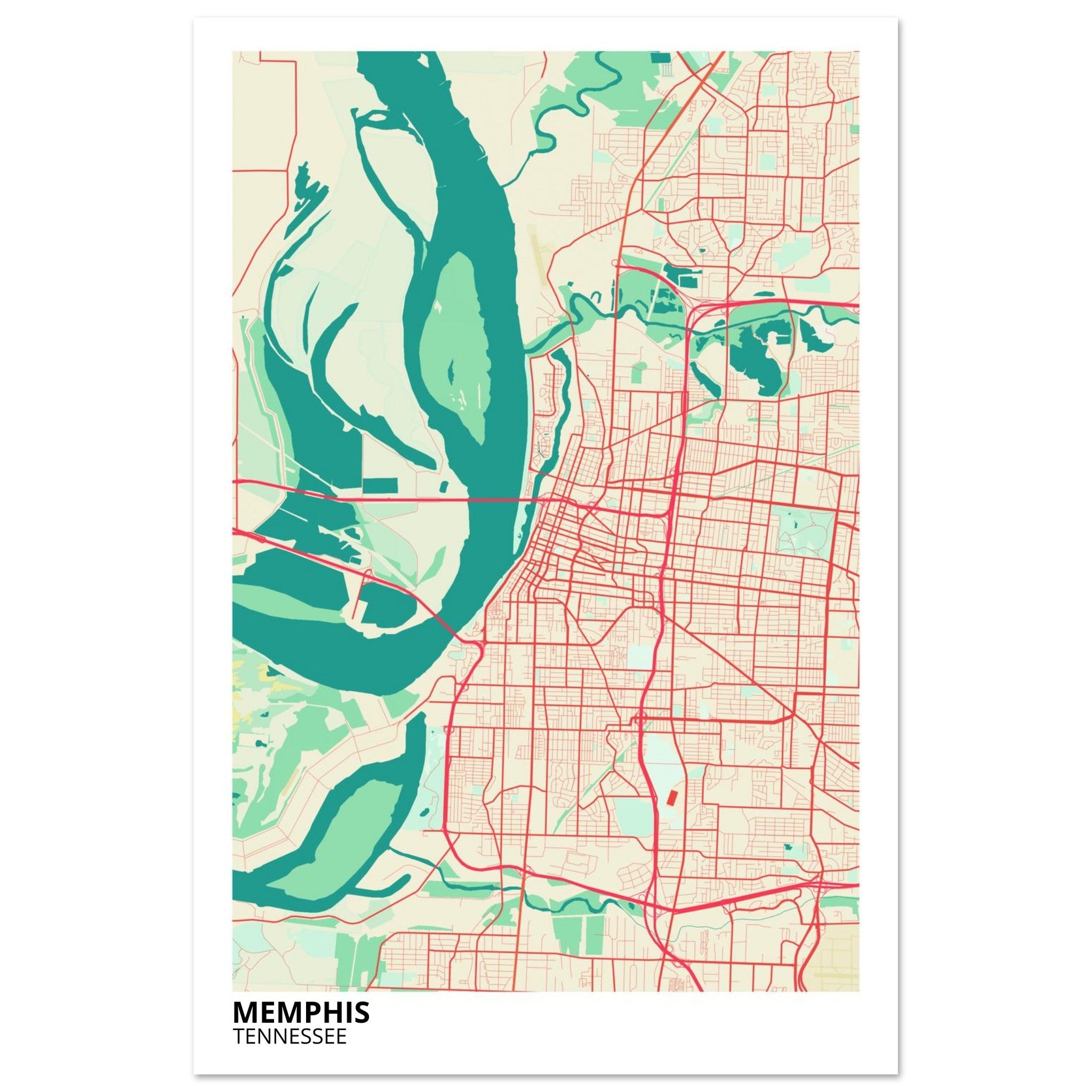 memphis map poster print