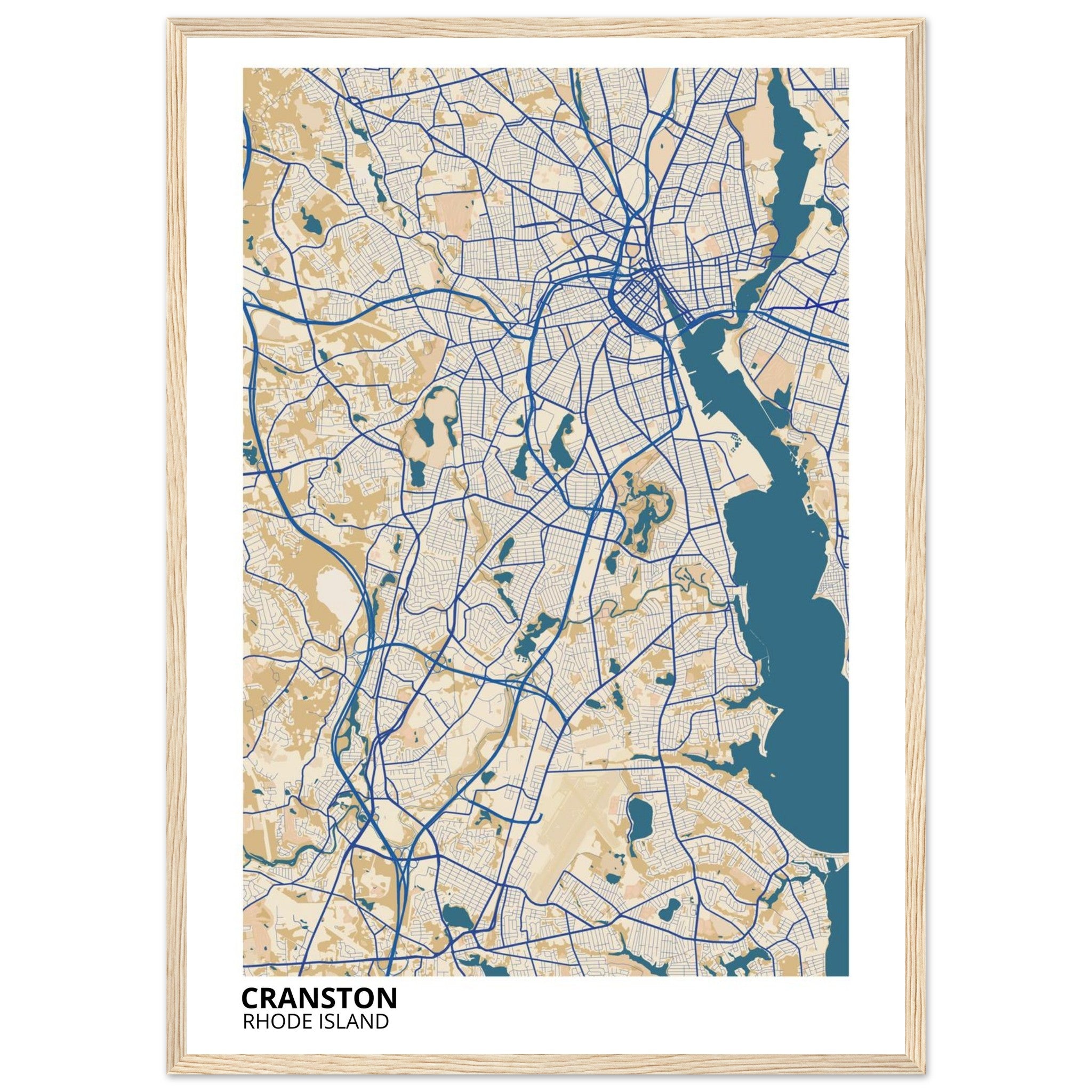 Cranston Rhode Island City Map Poster | Custom Map Art Print - Ink And Atlas