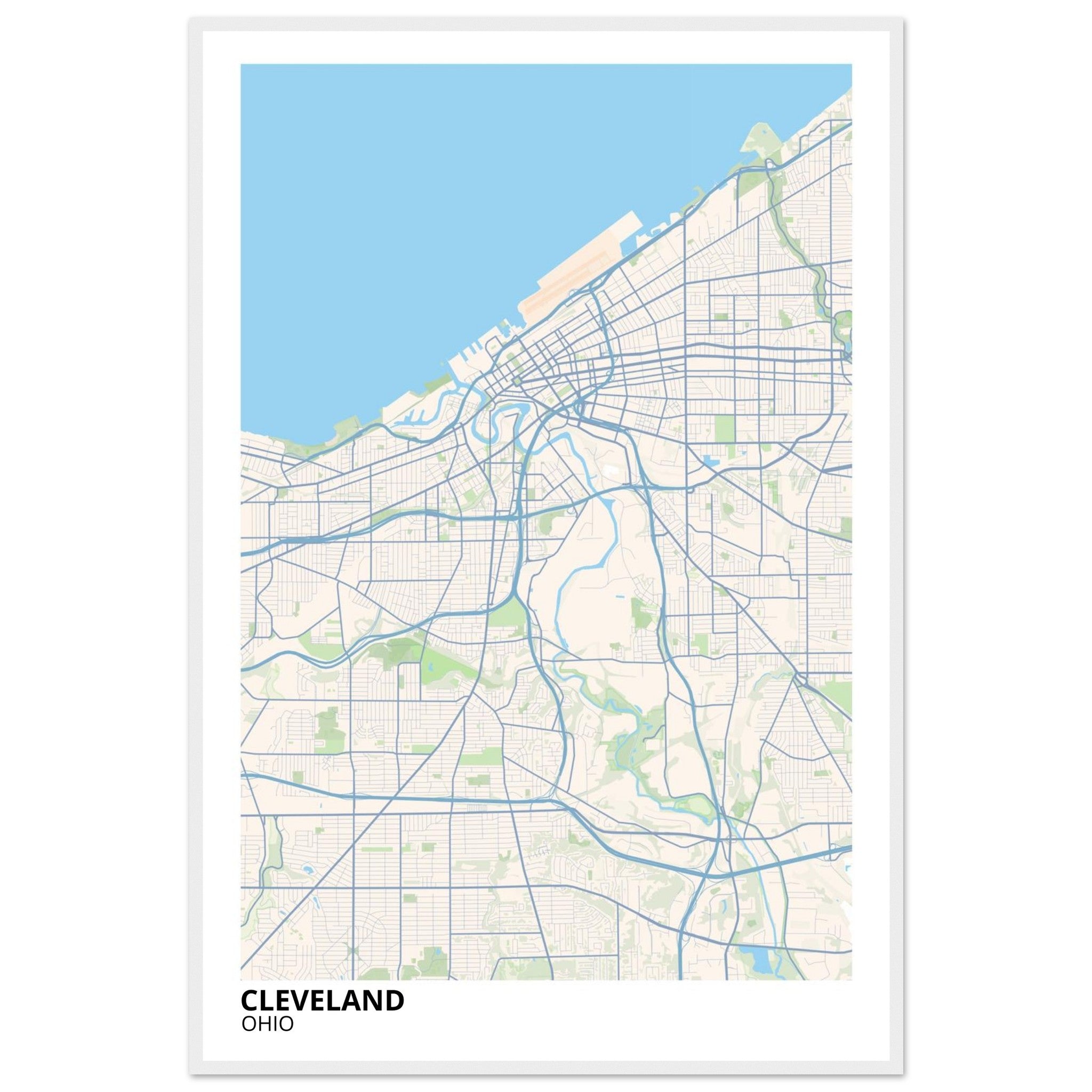 cleveland map poster print