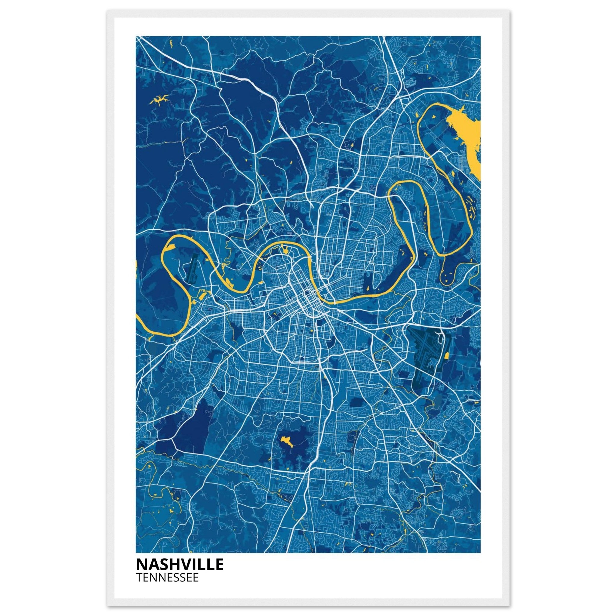 nashville map poster print