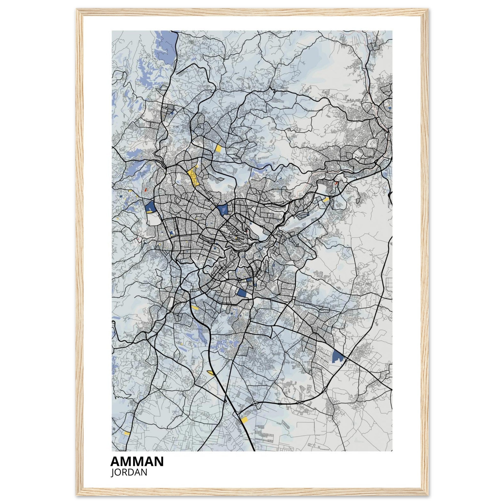 Amman Jordan City Map Poster | Custom Map Art Print - Ink And Atlas