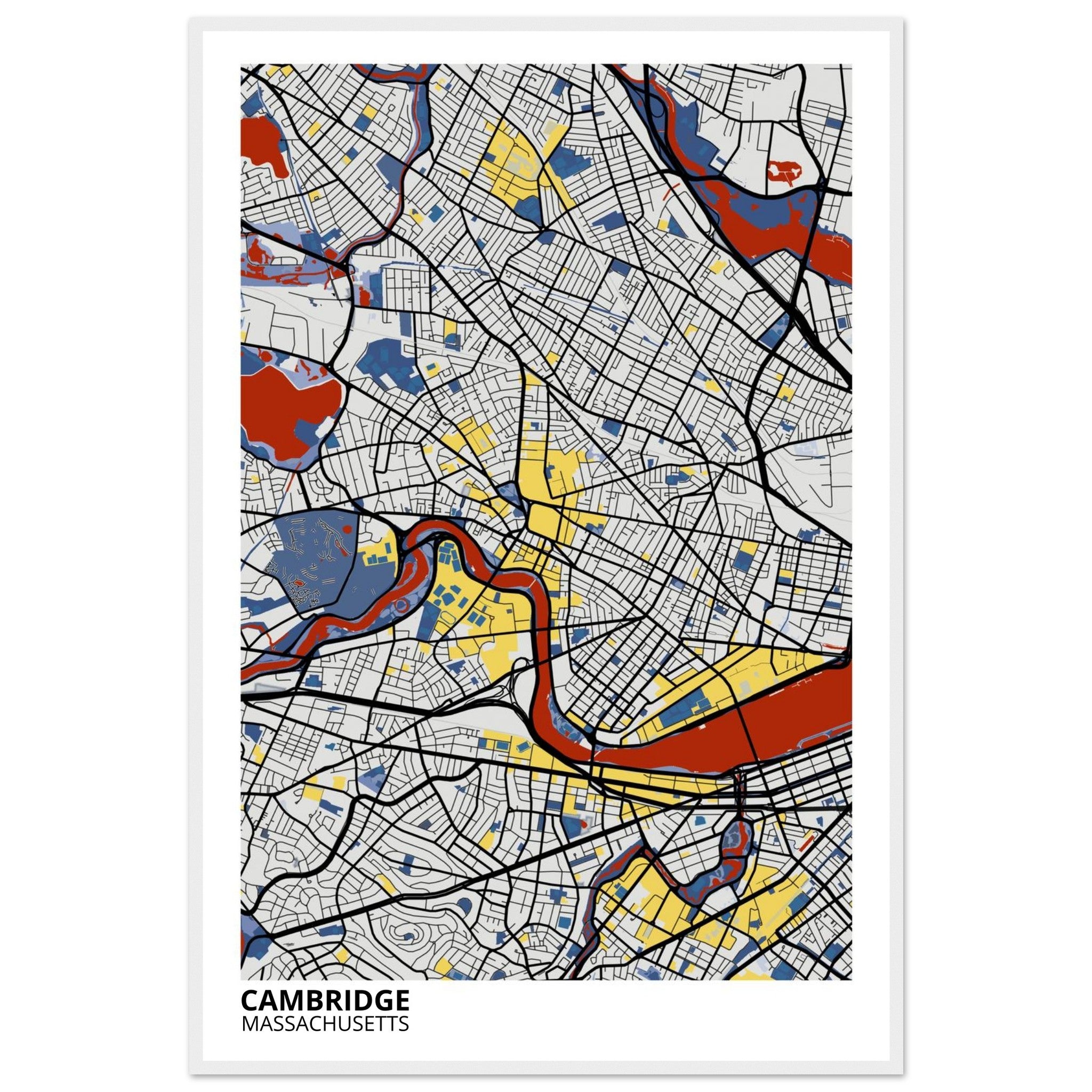 Cambridge Massachusetts City Map Poster | Custom Map Art Print - Ink And Atlas
