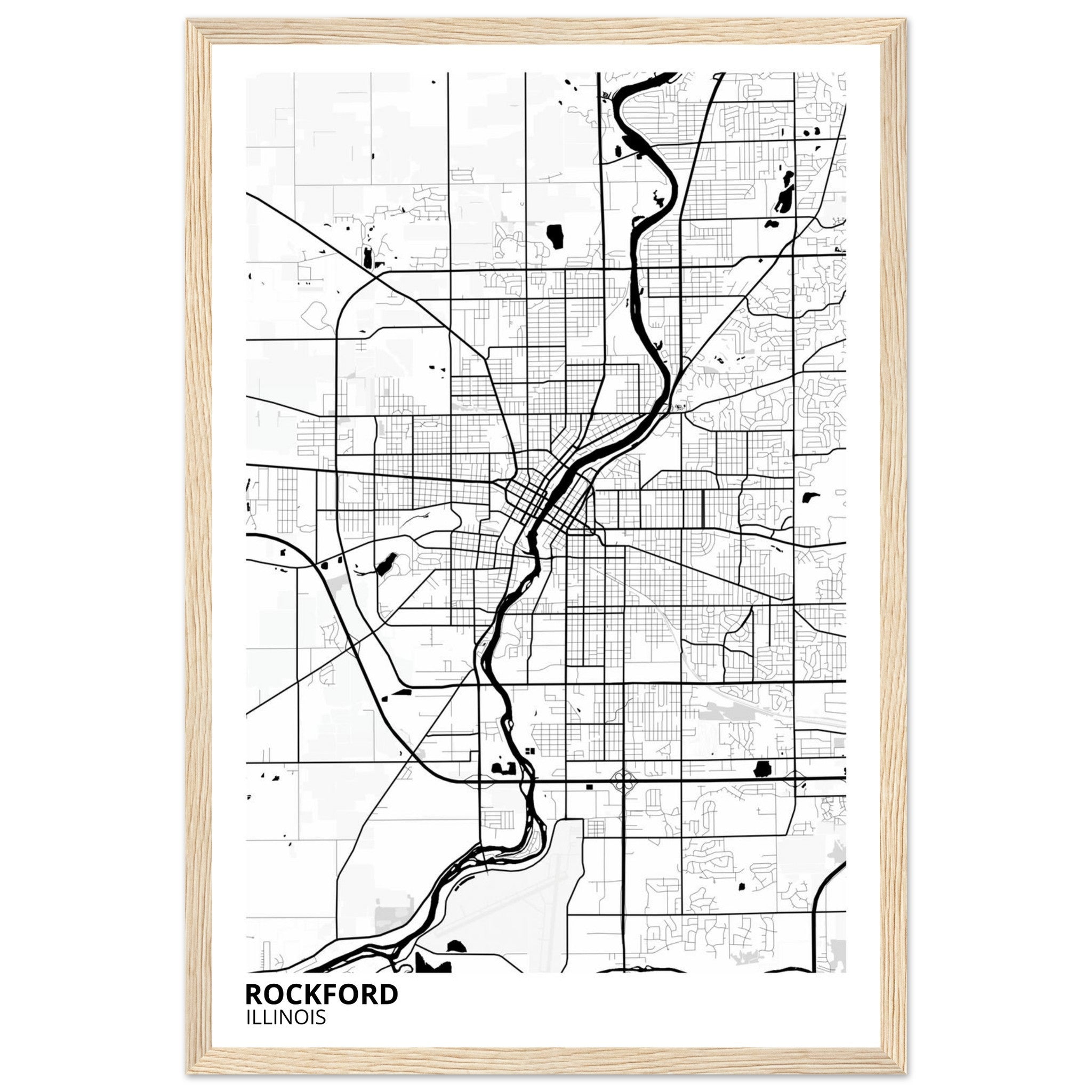 Rockford Illinois City Map Poster | Custom Map Art Print - Ink And Atlas