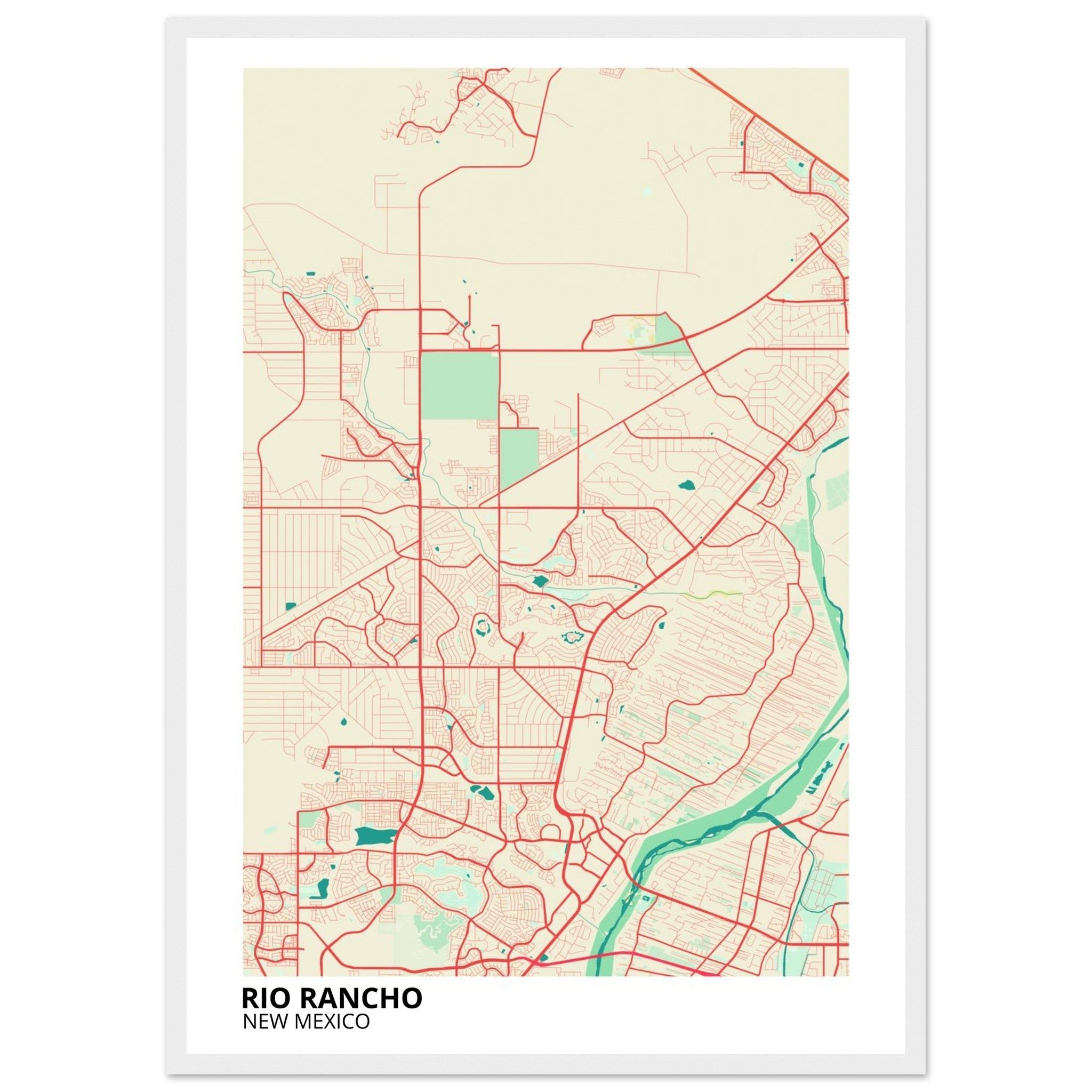 Rio Rancho New Mexico City Map Poster | Custom Map Art Print - Ink And Atlas