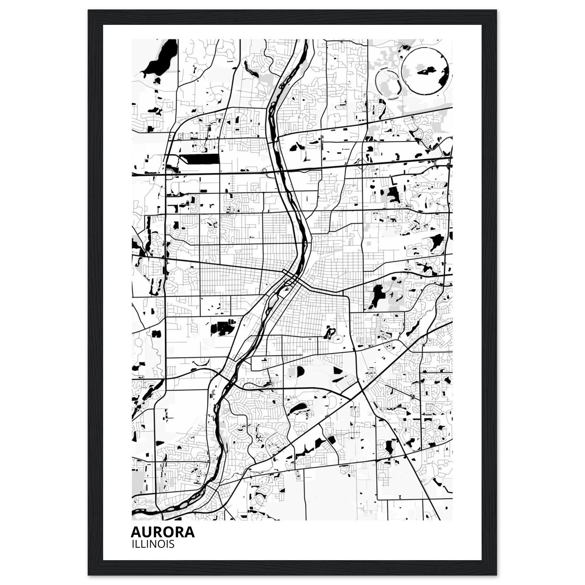 Aurora Illinois City Map Poster | Custom Map Art Print - Ink And Atlas