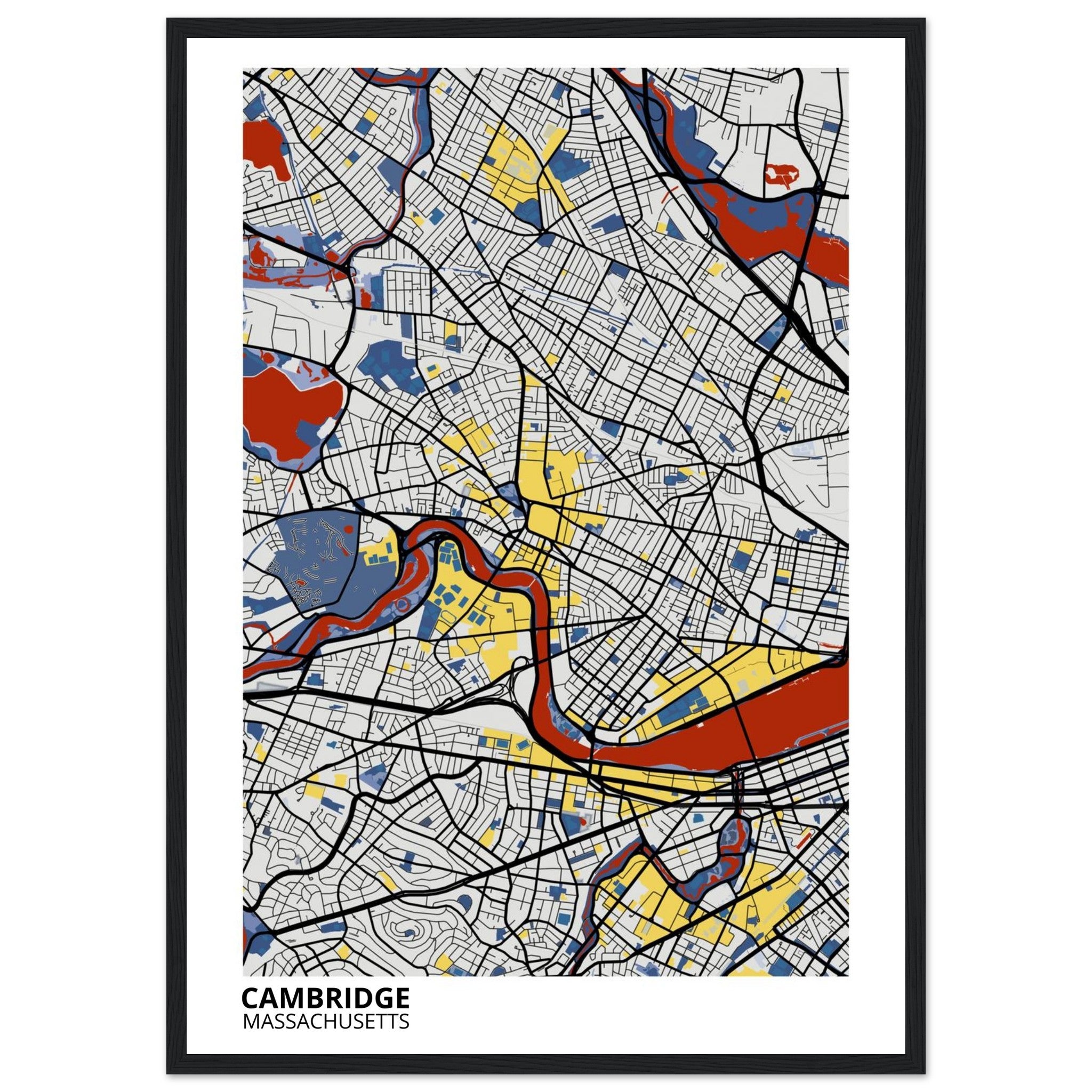 Cambridge Massachusetts City Map Poster | Custom Map Art Print - Ink And Atlas