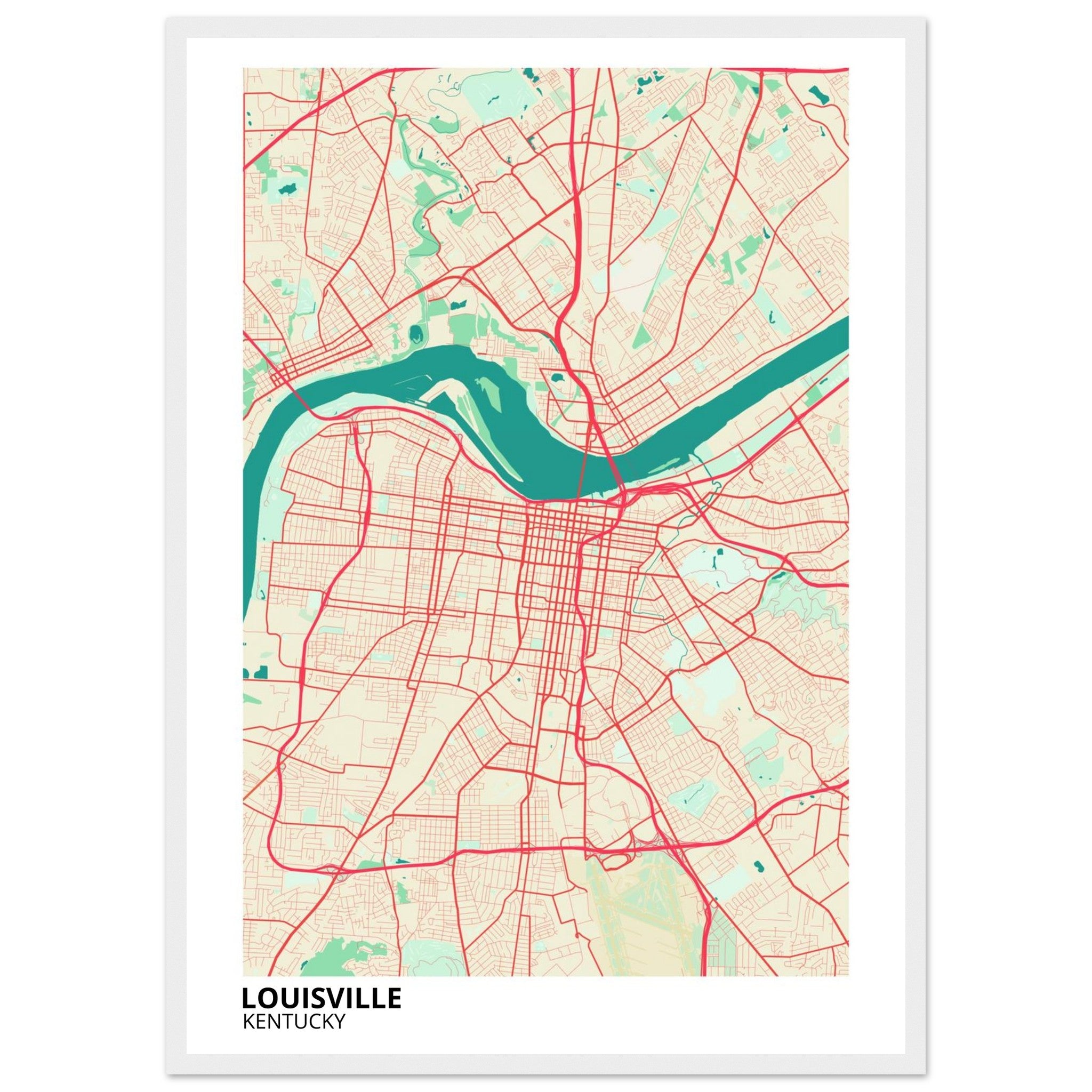 louisville map poster print
